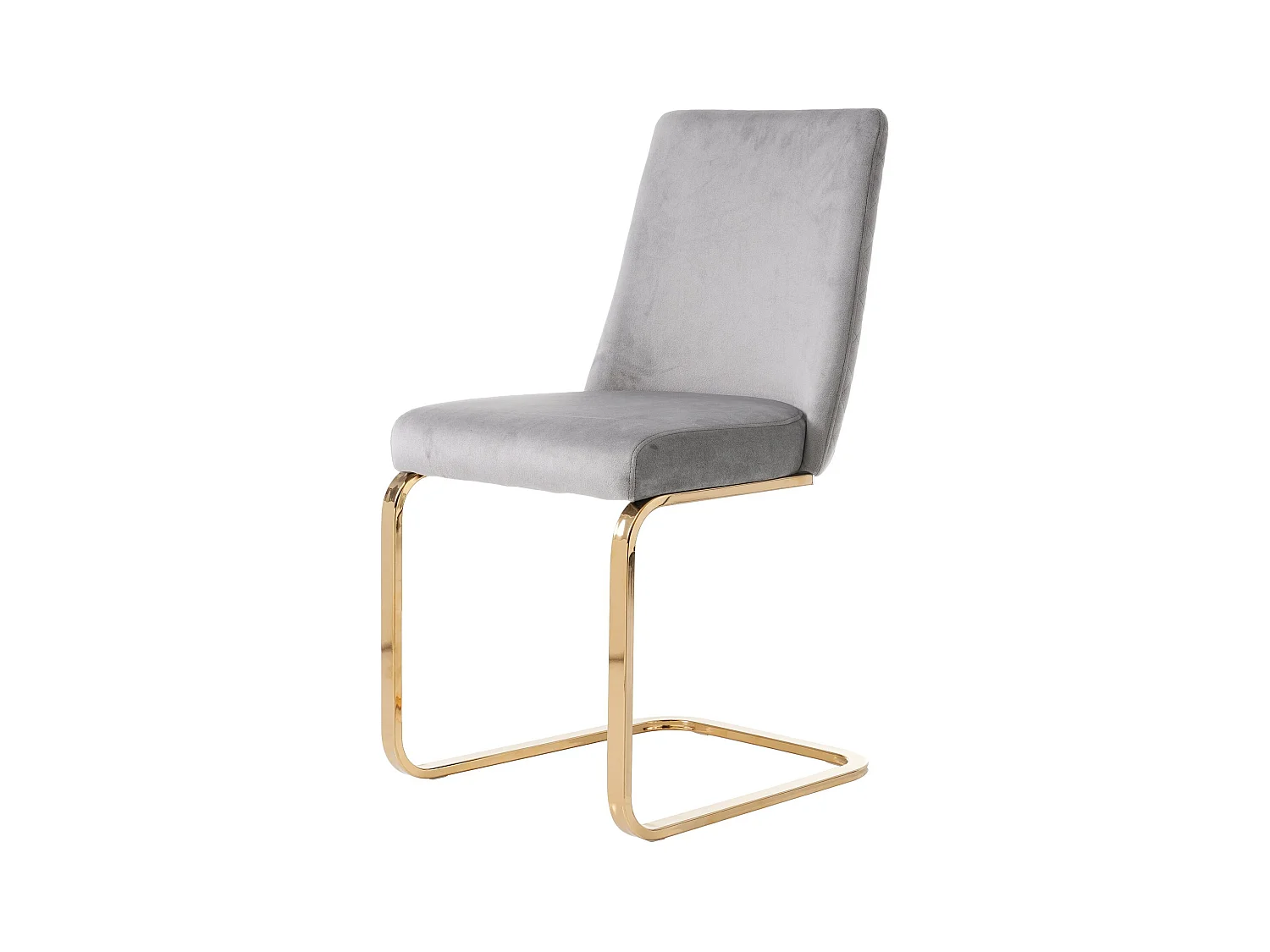 Lot de 4 chaises de salle à manger, velours gris, chaise avec dossier rembourré, pieds dorés
