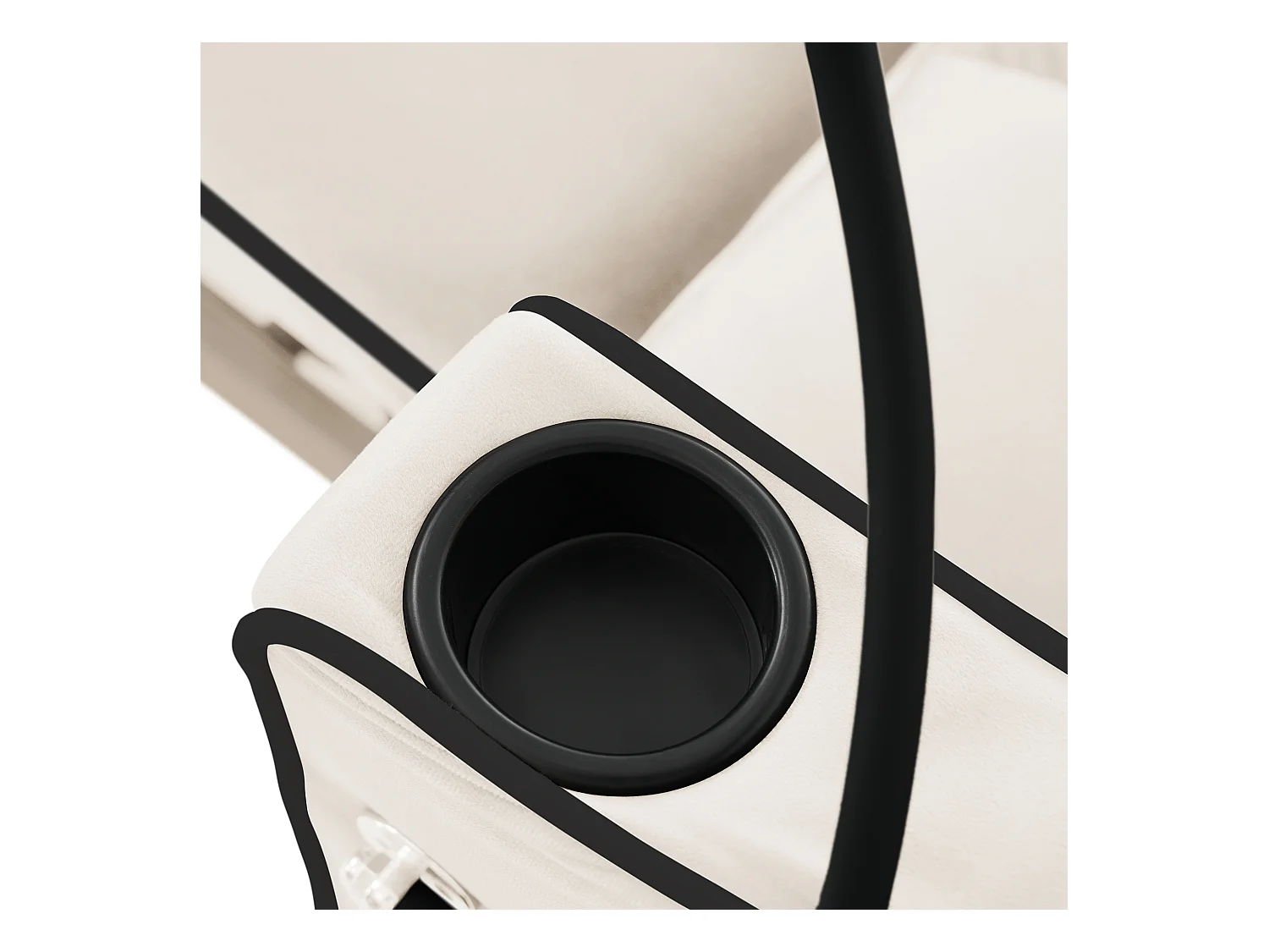 Canapé convertible, velours beige, Canapé simple avec support téléphone et porte-gobelet, pour salon et chambre