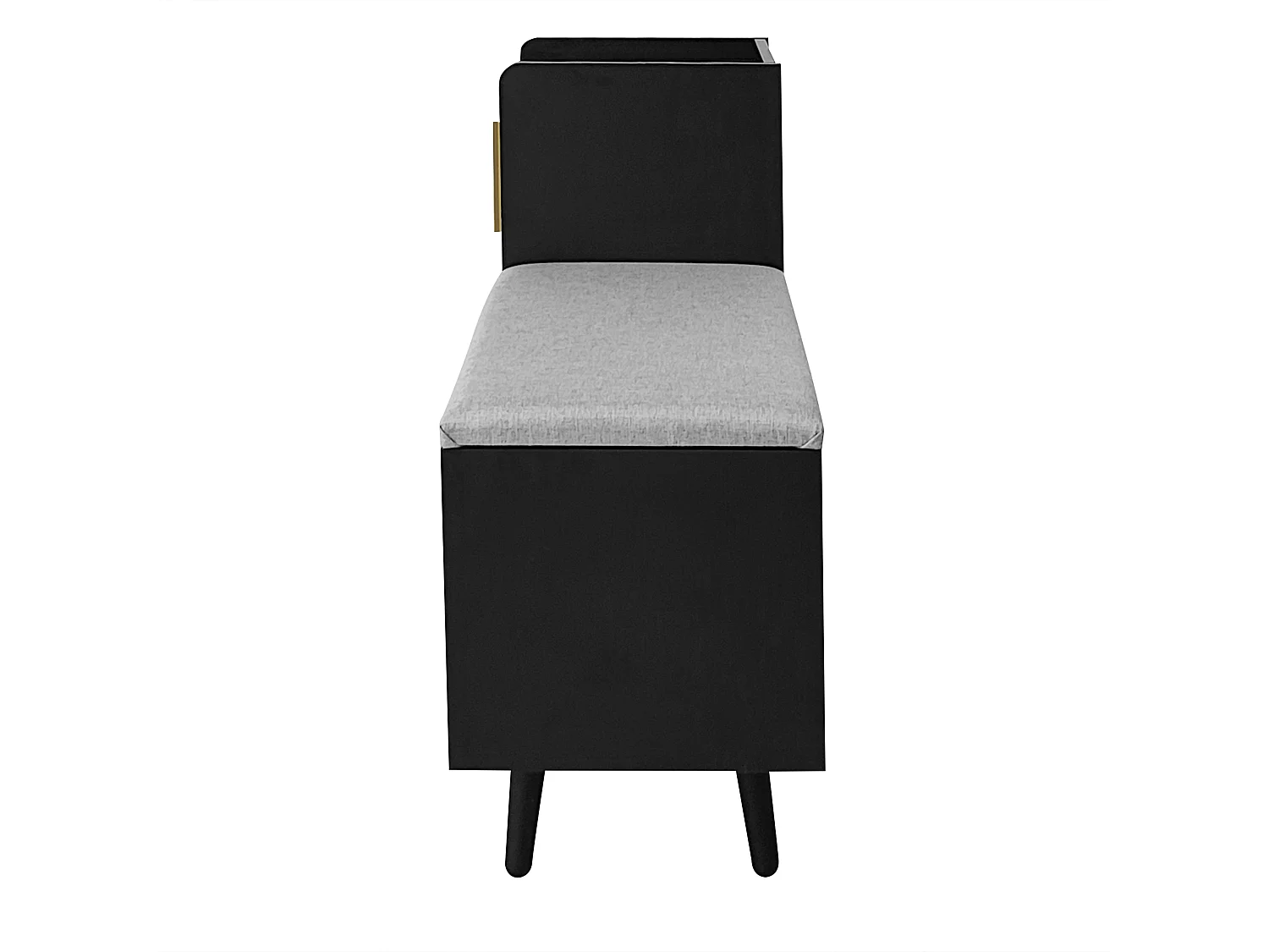 Banc à chaussures moderne noir, 3 portes avec poignées métal, assise rembourrée, 100x34x69 cm