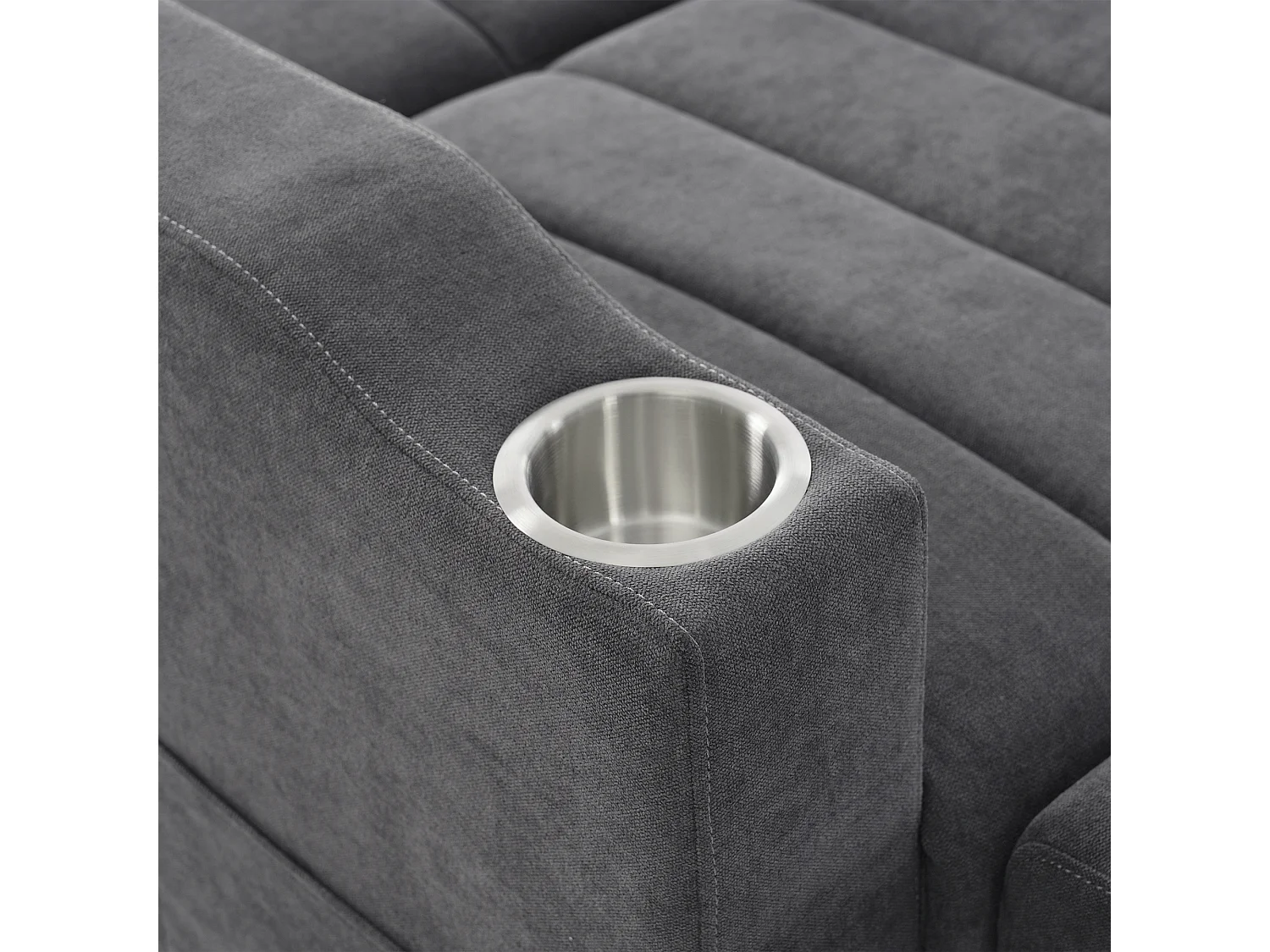 Sofá plegable de 2 plazas, terciopelo gris, con respaldo ajustable y portavasos, para salón o dormitorio