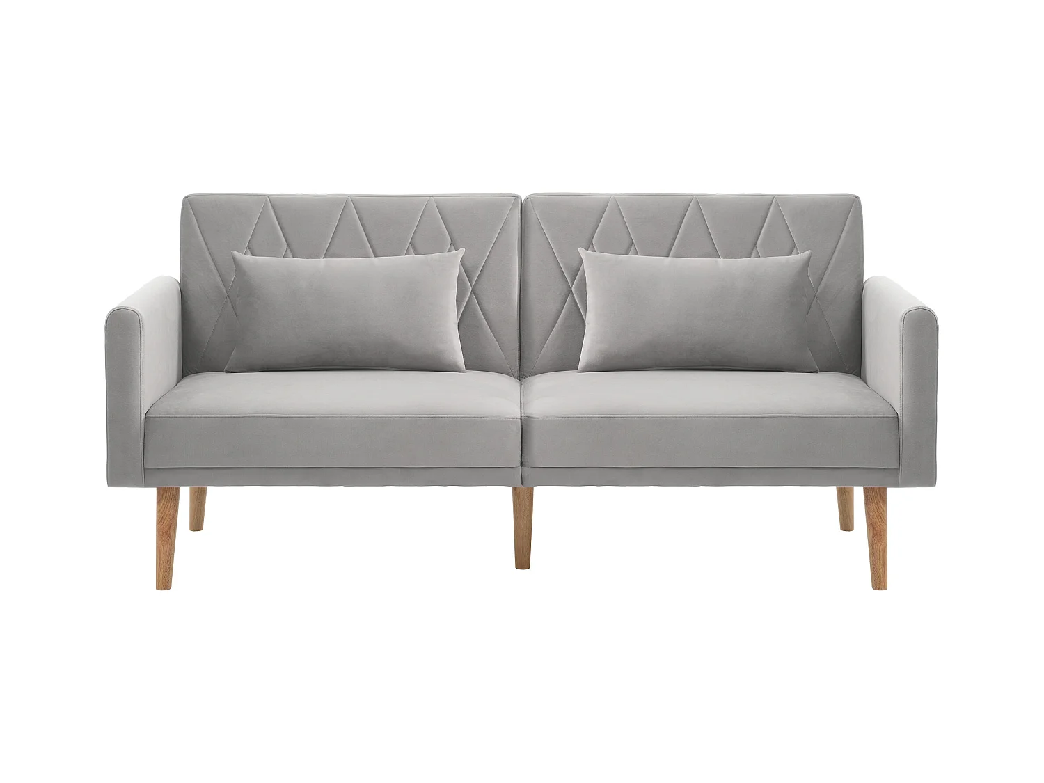 Canapé 2 places en velours gris, Dossier et accoudoirs réglables, design moderne, pour salon ou chambre