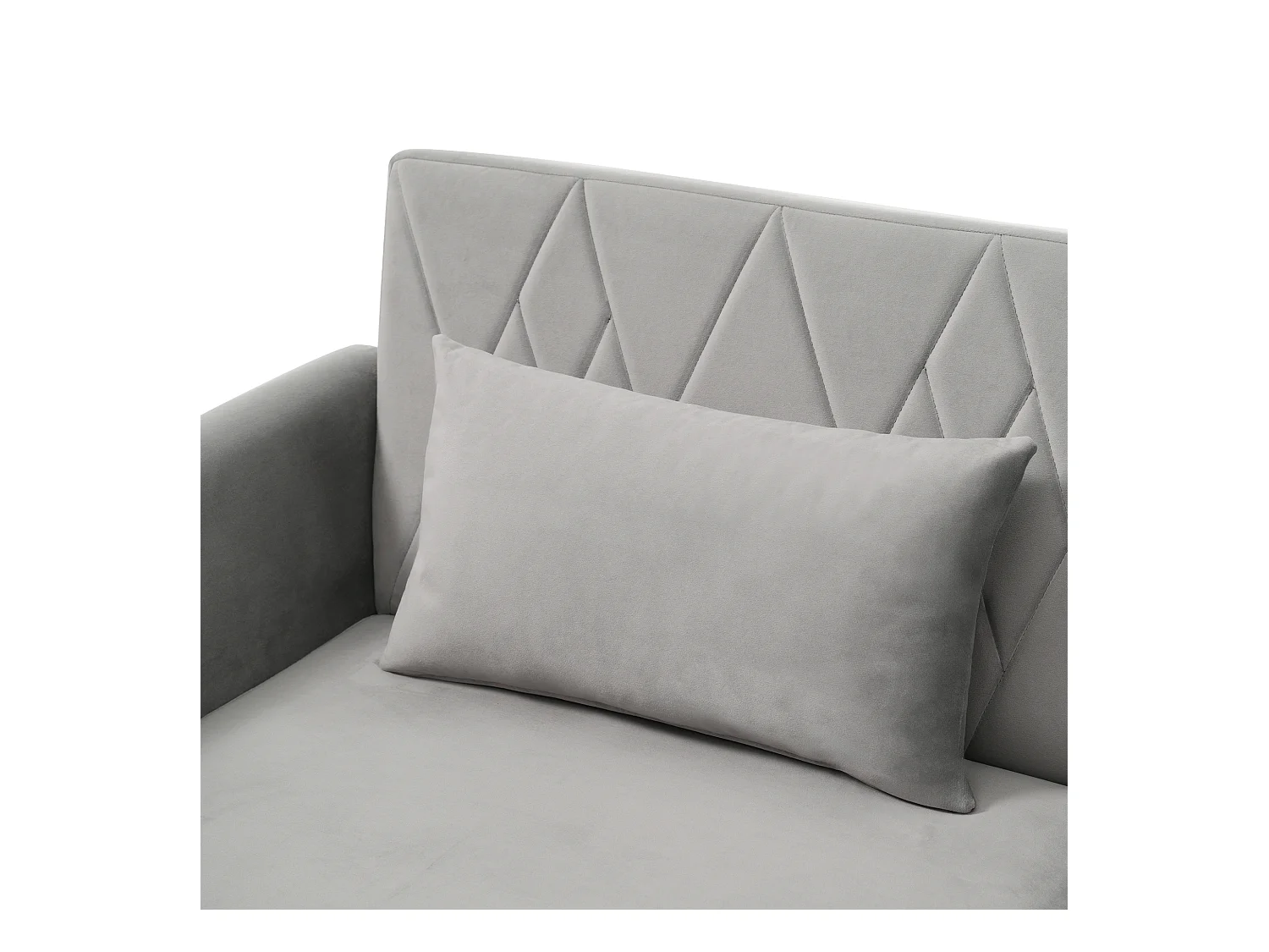 Canapé 2 places en velours gris, Dossier et accoudoirs réglables, design moderne, pour salon ou chambre