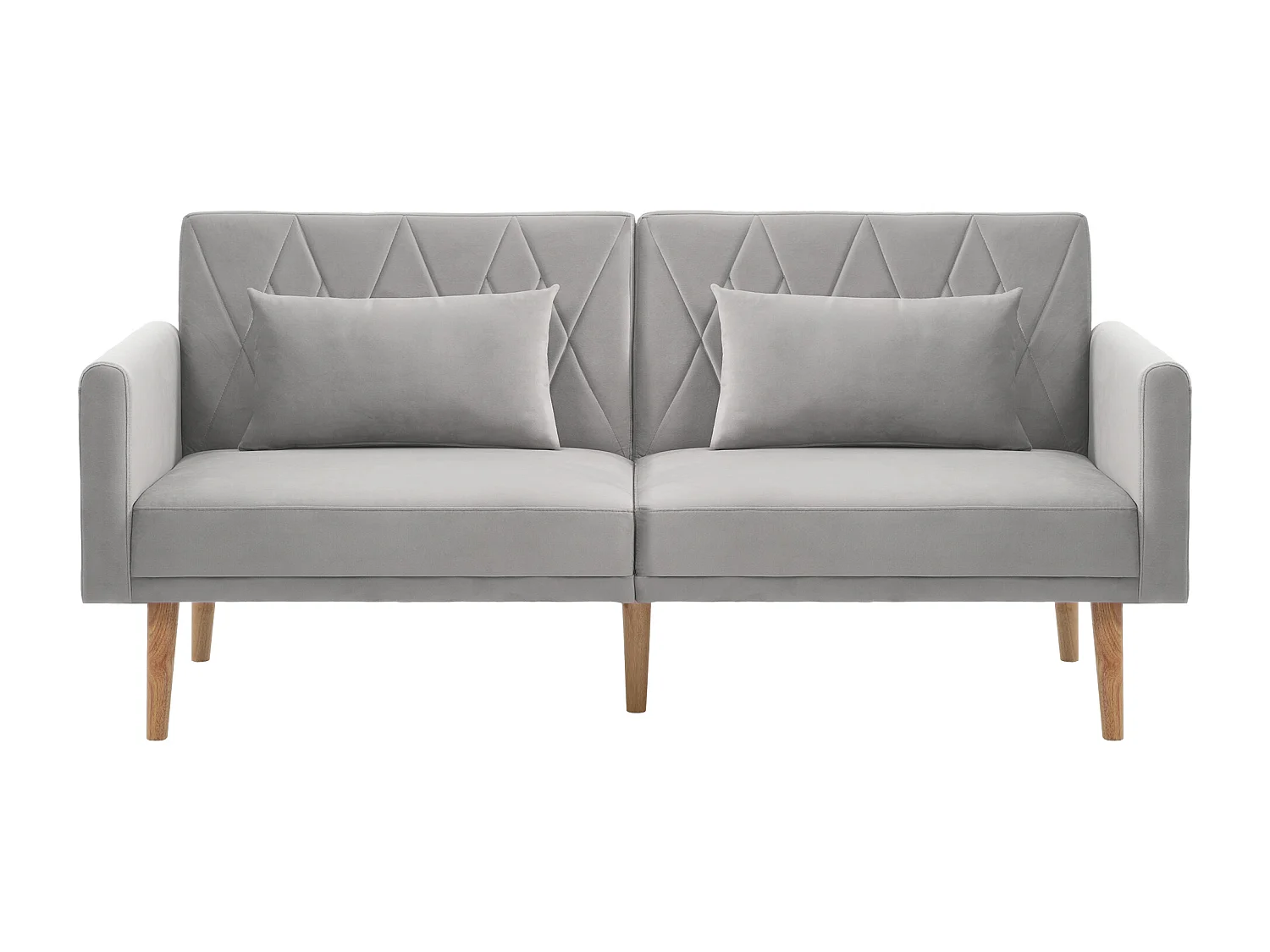 Szara, welurowa sofa dwuosobowa, regulowane oparcie i podłokietniki, nowoczesny design, do salonu lub sypialni