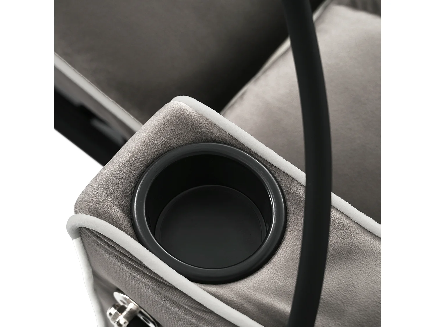 Canapé convertible, velours gris foncé, Canapé simple avec support téléphone et porte-gobelet, pour salon et chambre