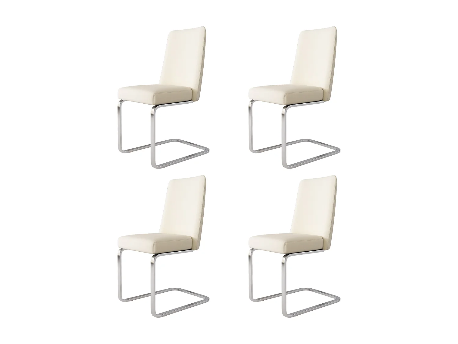Lot de 4 chaises de salle à manger, velours beige, chaise avec dossier rembourré, pieds argentés