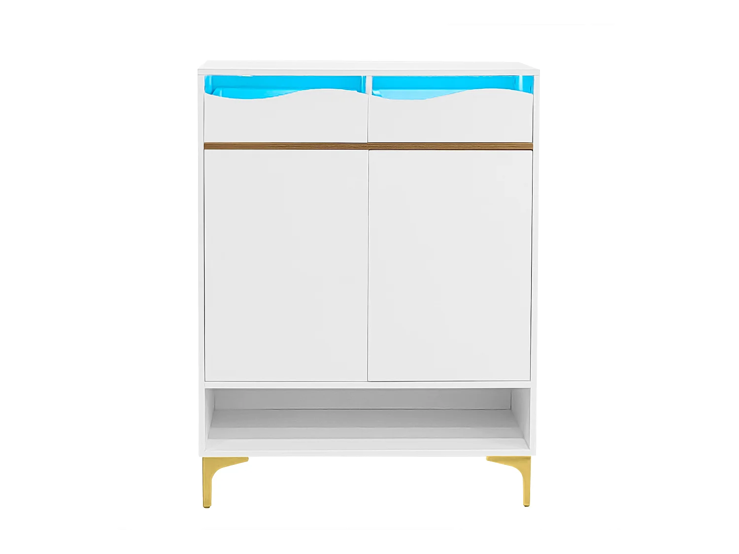 Witte schoenenkast met 16-kleurige ledverlichting, modern design met lades en planken, voor entree, woonkamer of hal