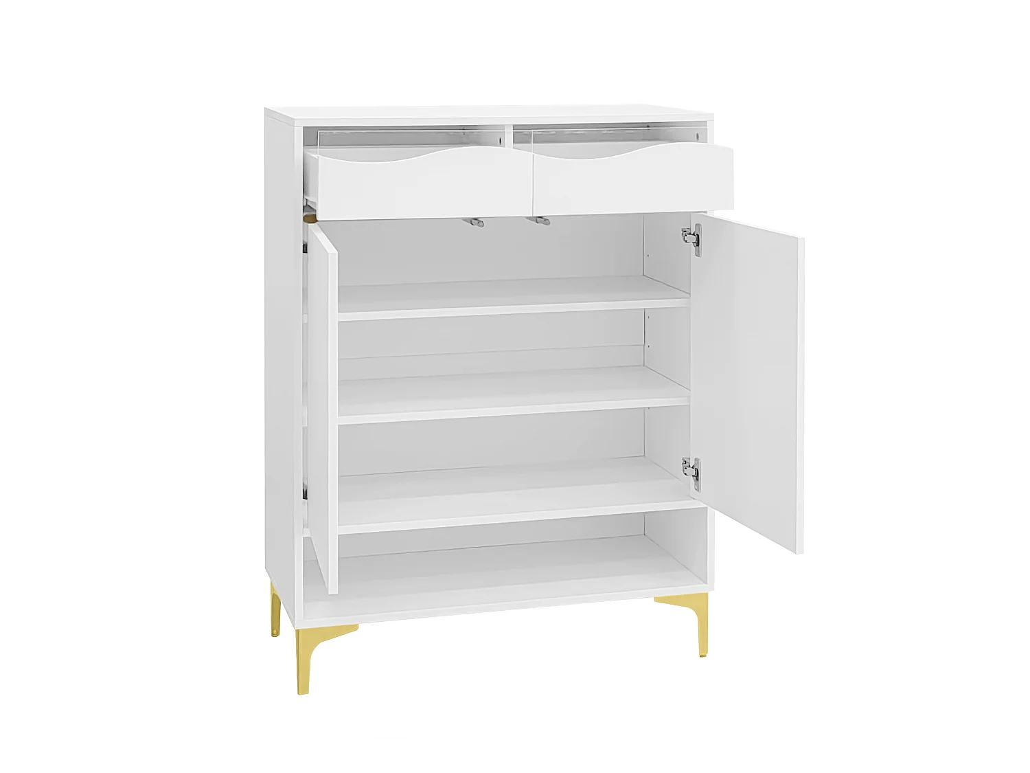 Witte schoenenkast met 16-kleurige ledverlichting, modern design met lades en planken, voor entree, woonkamer of hal