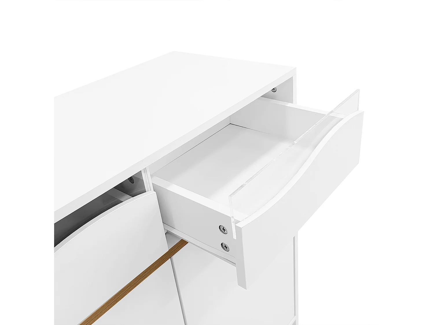 Meuble à chaussures blanc avec LED 16 couleurs, design moderne avec tiroirs et étagères, pour entrée, salon ou couloir