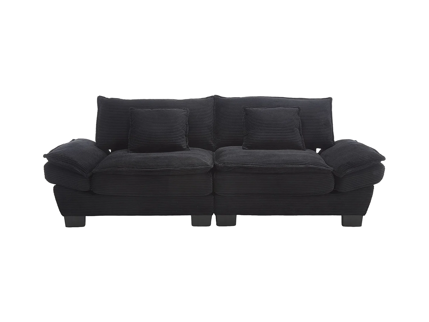 Canapé 2 places, tissu velours, canapé noir avec appui-tête et dossier, adapté au salon et à la chambre