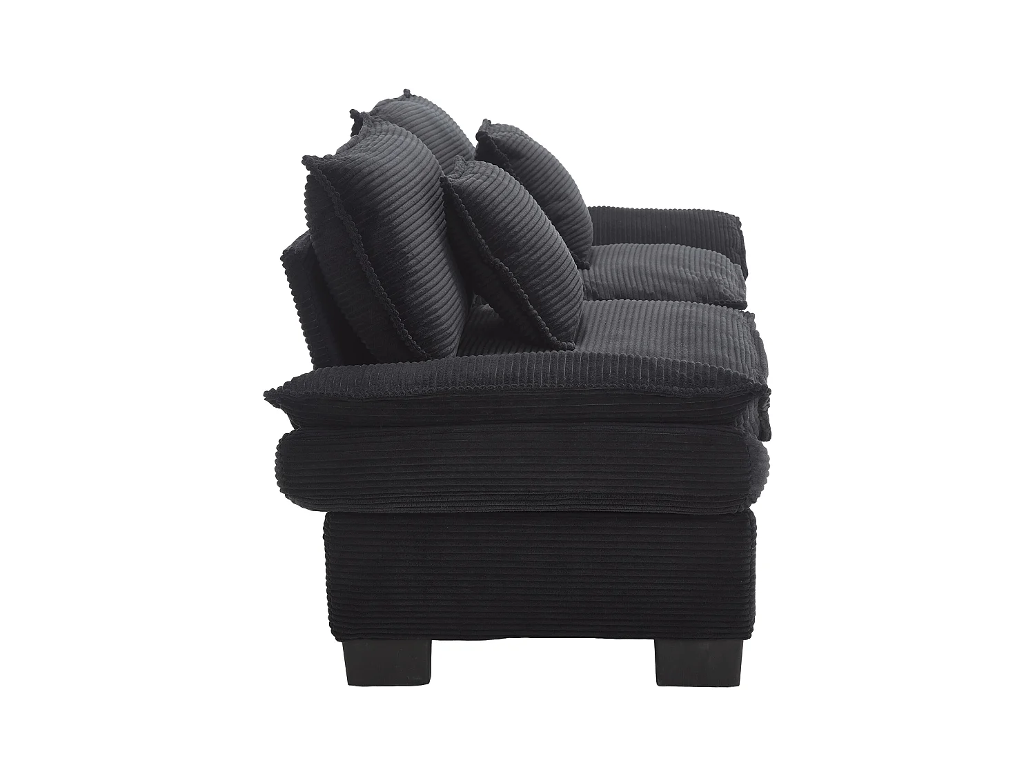 Canapé 2 places, tissu velours, canapé noir avec appui-tête et dossier, adapté au salon et à la chambre