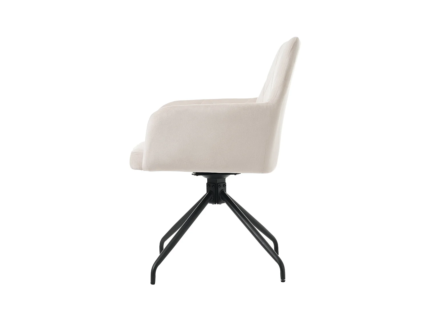 Zestaw 4 obrotowych krzeseł do jadalni, beżowy aksamit, krzesło z podłokietnikami i oparciem, nogi metalowe