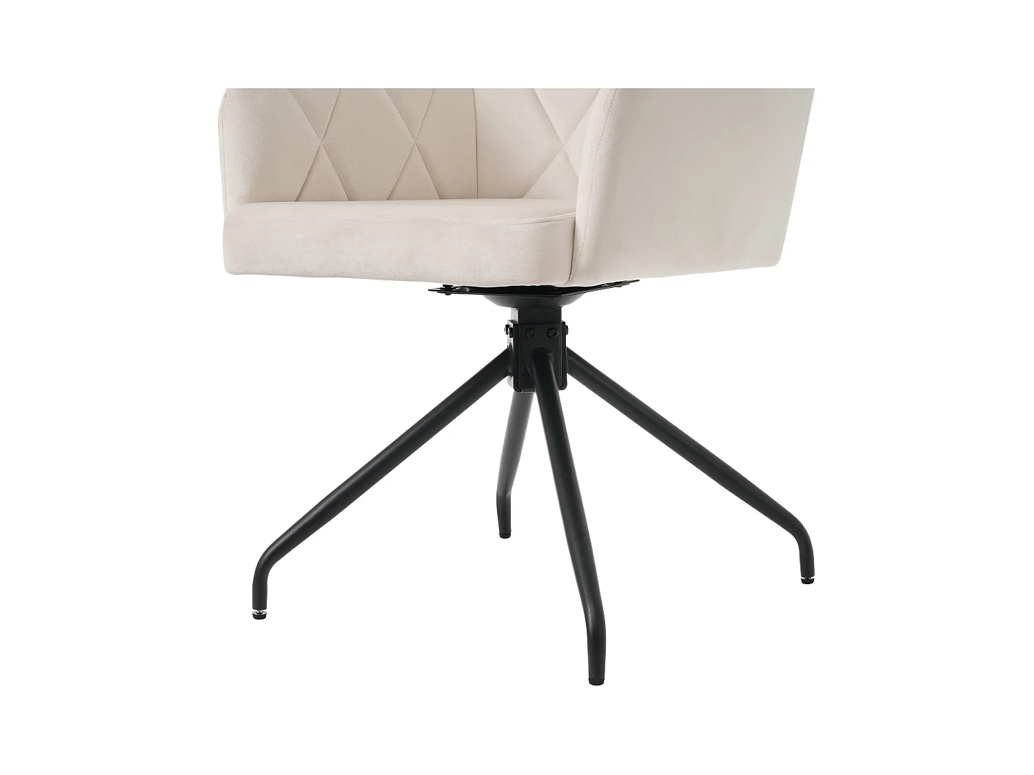 Zestaw 4 obrotowych krzeseł do jadalni, beżowy aksamit, krzesło z podłokietnikami i oparciem, nogi metalowe