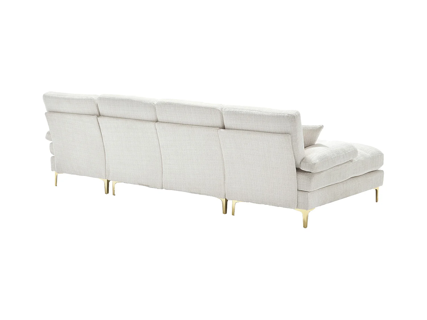 Sofa w kształcie litery U, beżowy szenil, tapicerowana sofa z poduszkami i 2 poduszkami dekoracyjnymi, odpowiednia do salonu i sypialni