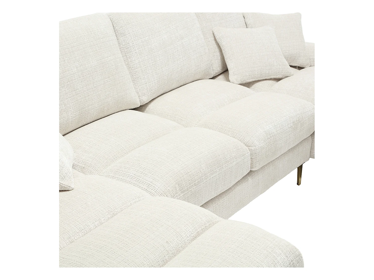 Sofa w kształcie litery U, beżowy szenil, tapicerowana sofa z poduszkami i 2 poduszkami dekoracyjnymi, odpowiednia do salonu i sypialni