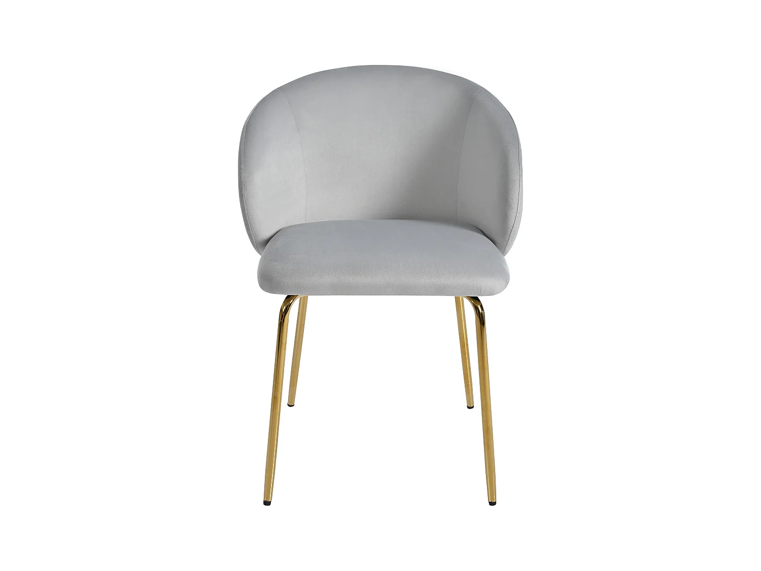 Set van 2 eetkamerstoelen, grijs fluweel, gestoffeerde stoel met armleuningen en gouden metalen poten