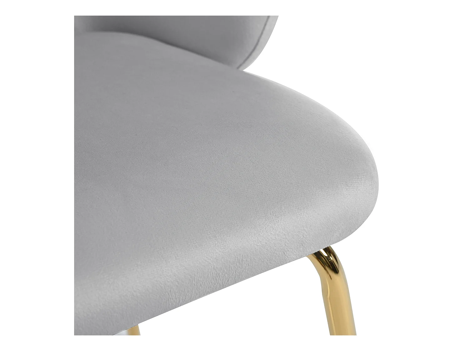 Set van 2 eetkamerstoelen, grijs fluweel, gestoffeerde stoel met armleuningen en gouden metalen poten