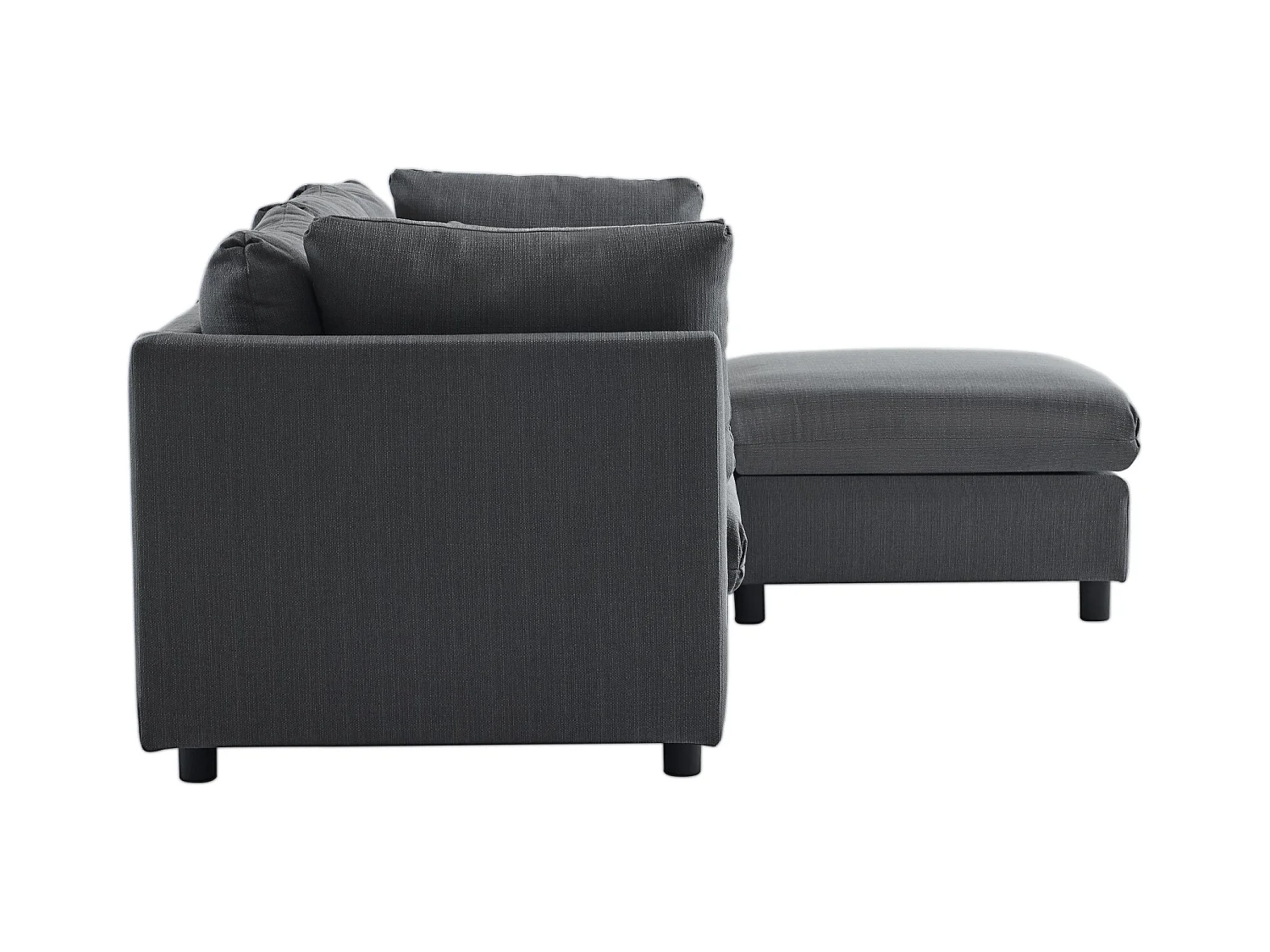 Nowoczesny narożnik 3-4-osobowy z poduszkami i pufą, szary len, do salonu lub mieszkania