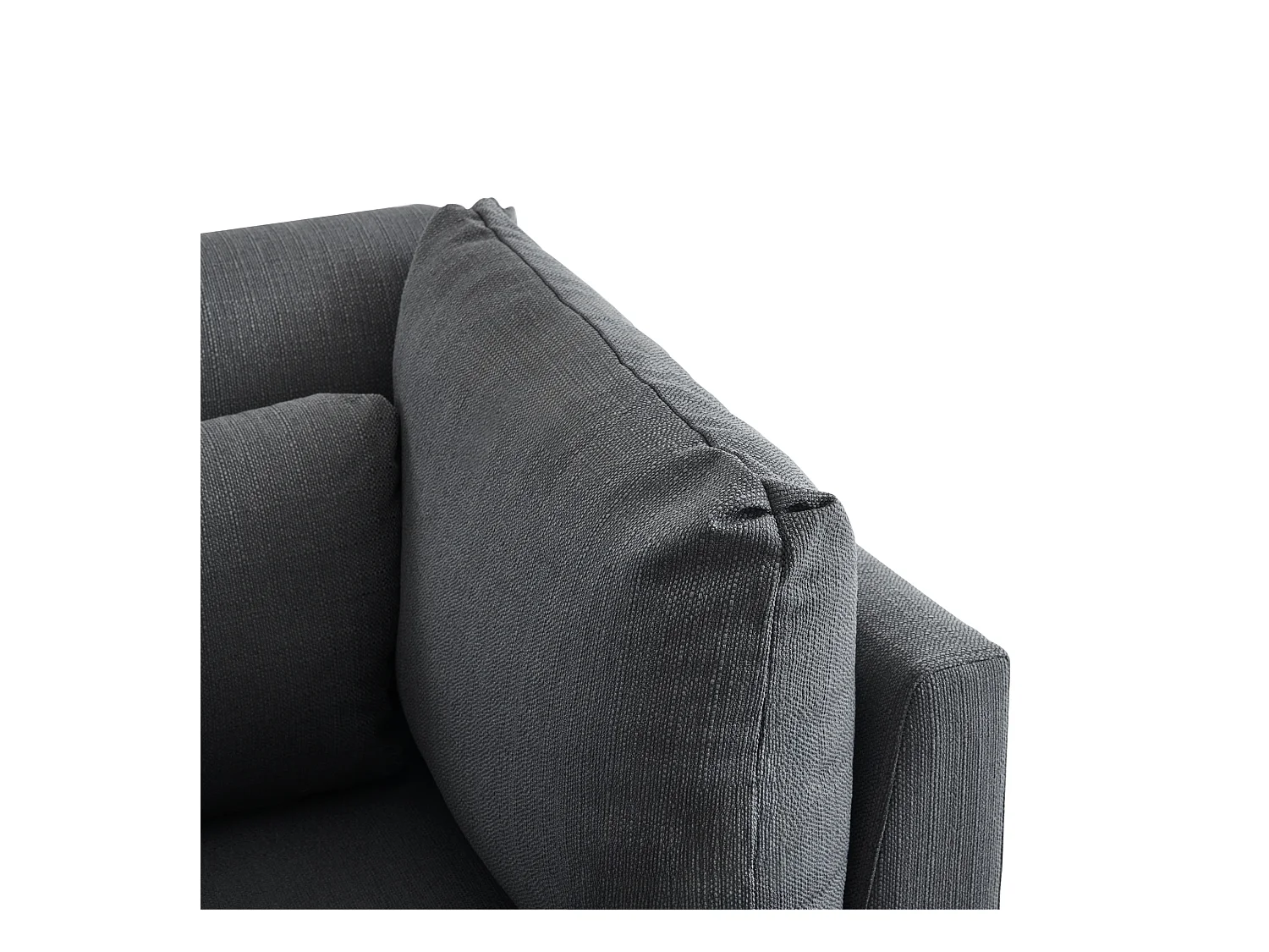 Nowoczesny narożnik 3-4-osobowy z poduszkami i pufą, szary len, do salonu lub mieszkania