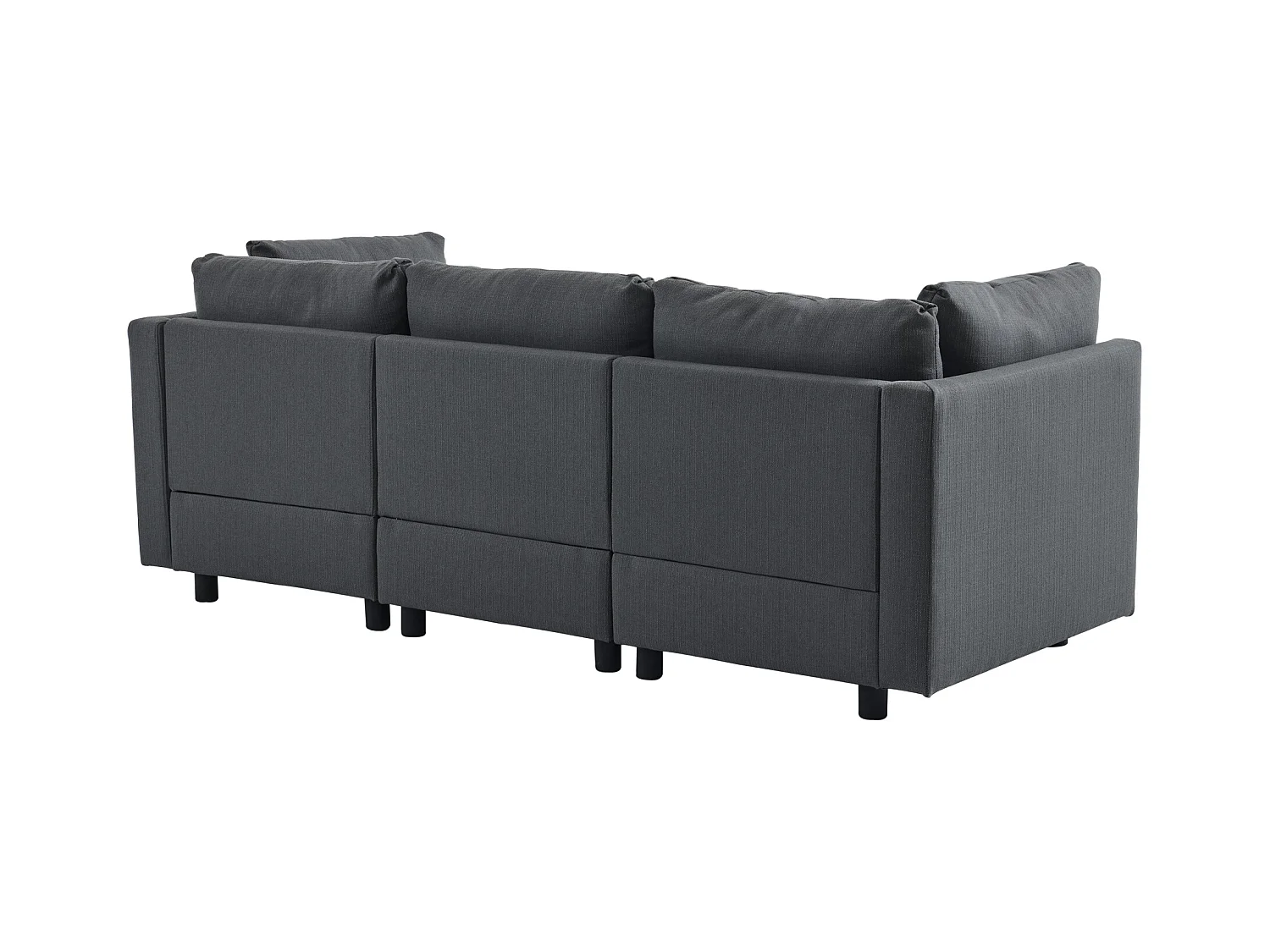 Nowoczesny narożnik 3-4-osobowy z poduszkami i pufą, szary len, do salonu lub mieszkania