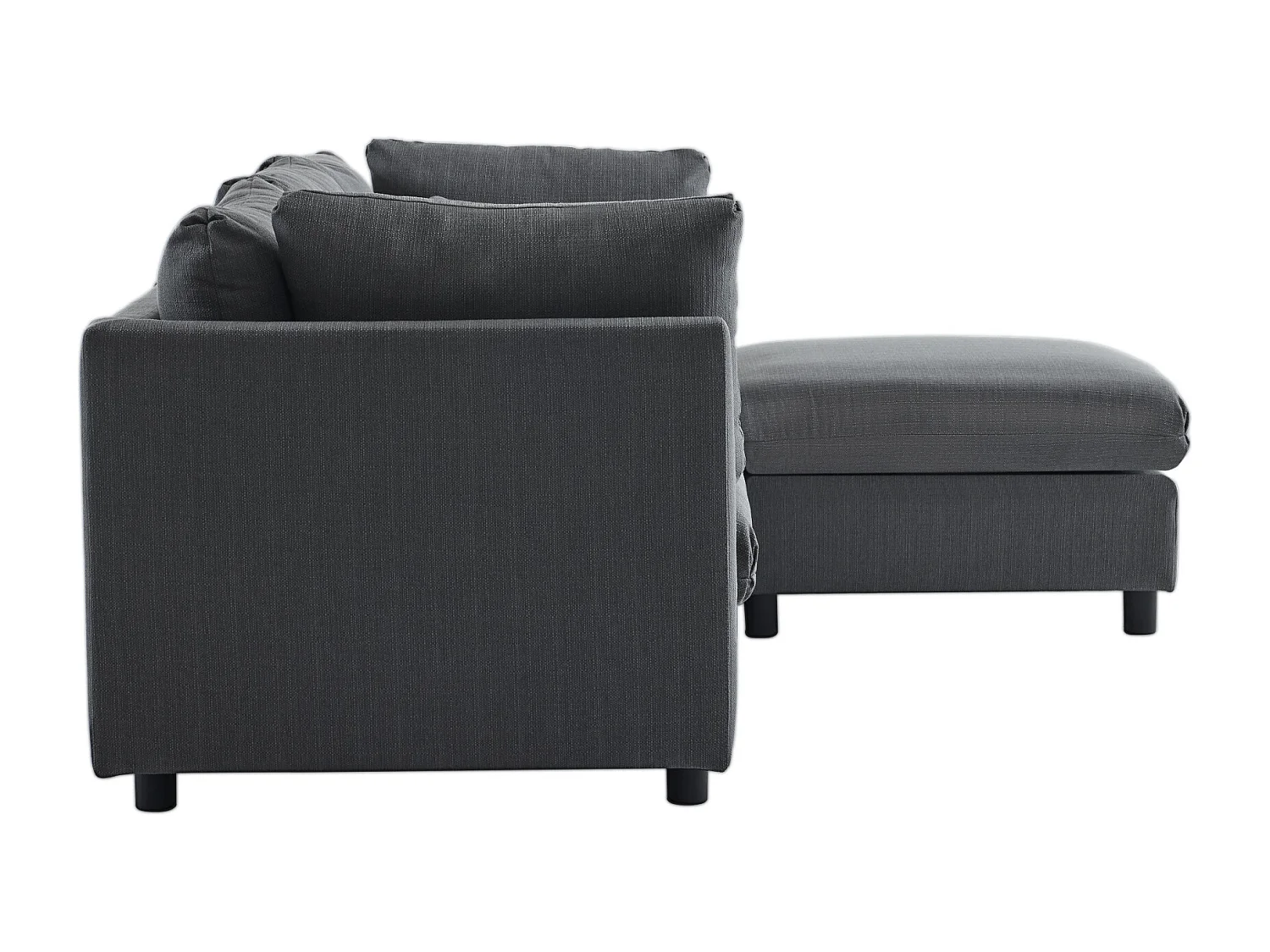 Canapé d'angle 3-4 places avec coussins et pouf, style contemporain, lin gris, pour salon ou appartement