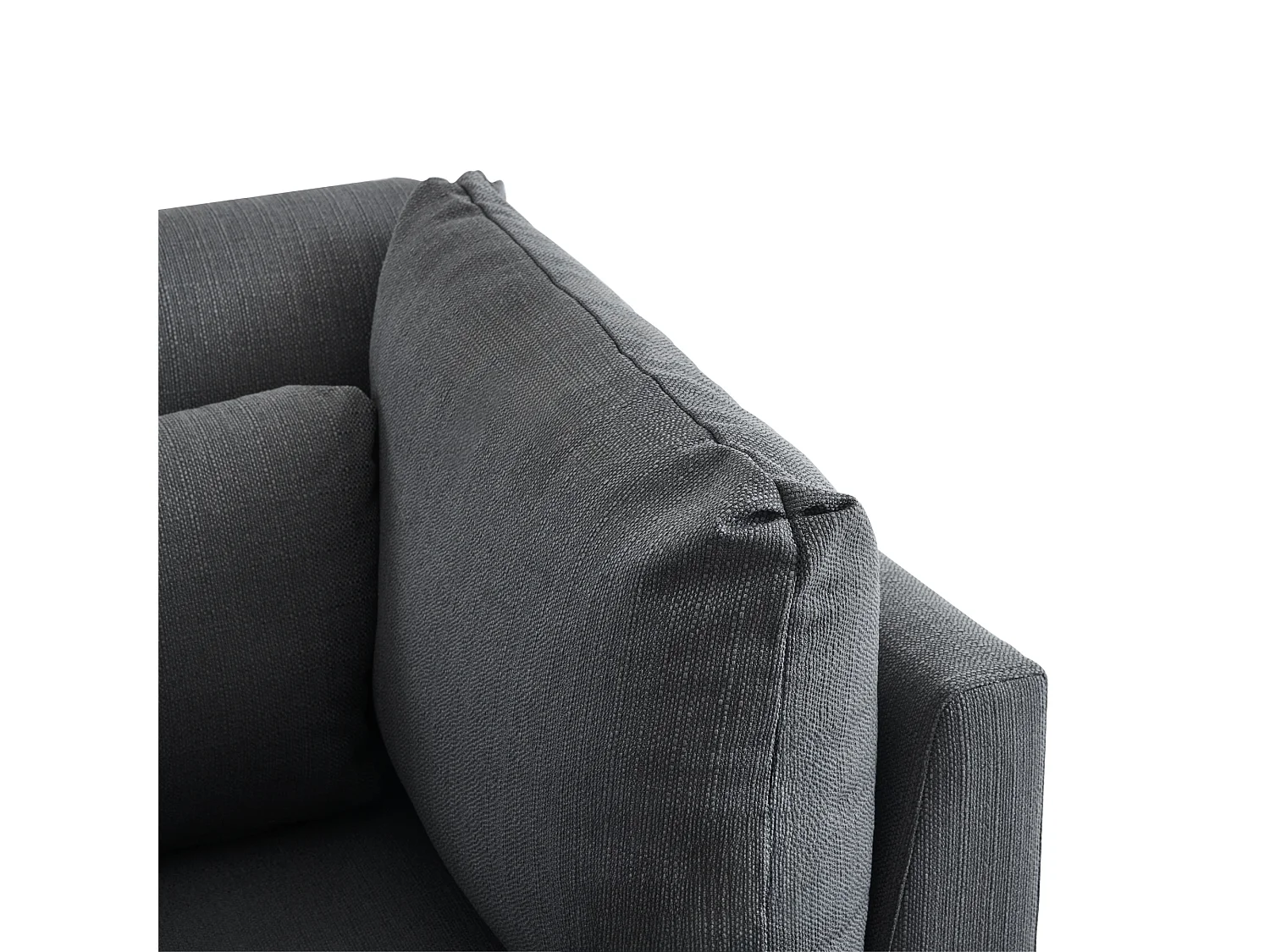 Canapé d'angle 3-4 places avec coussins et pouf, style contemporain, lin gris, pour salon ou appartement