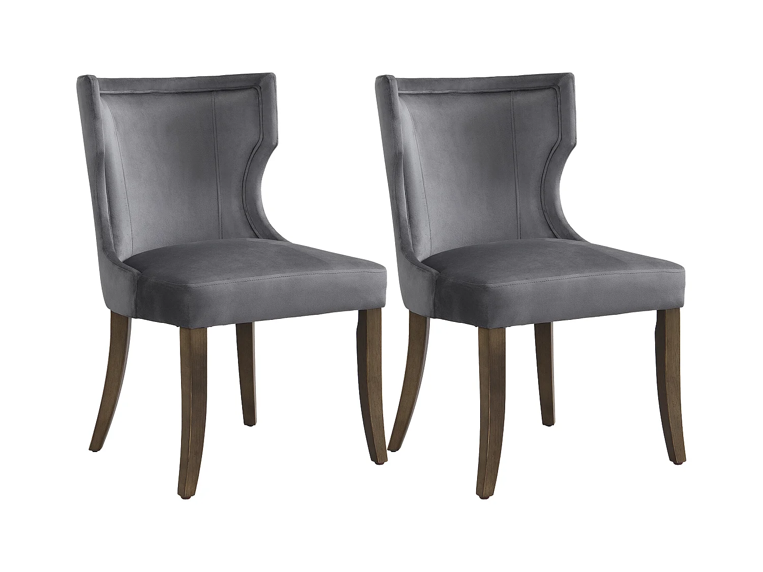 Lot de 2 chaises de salle à manger, velours gris, chaise rembourrée avec pieds réglables, pour salon et chambre