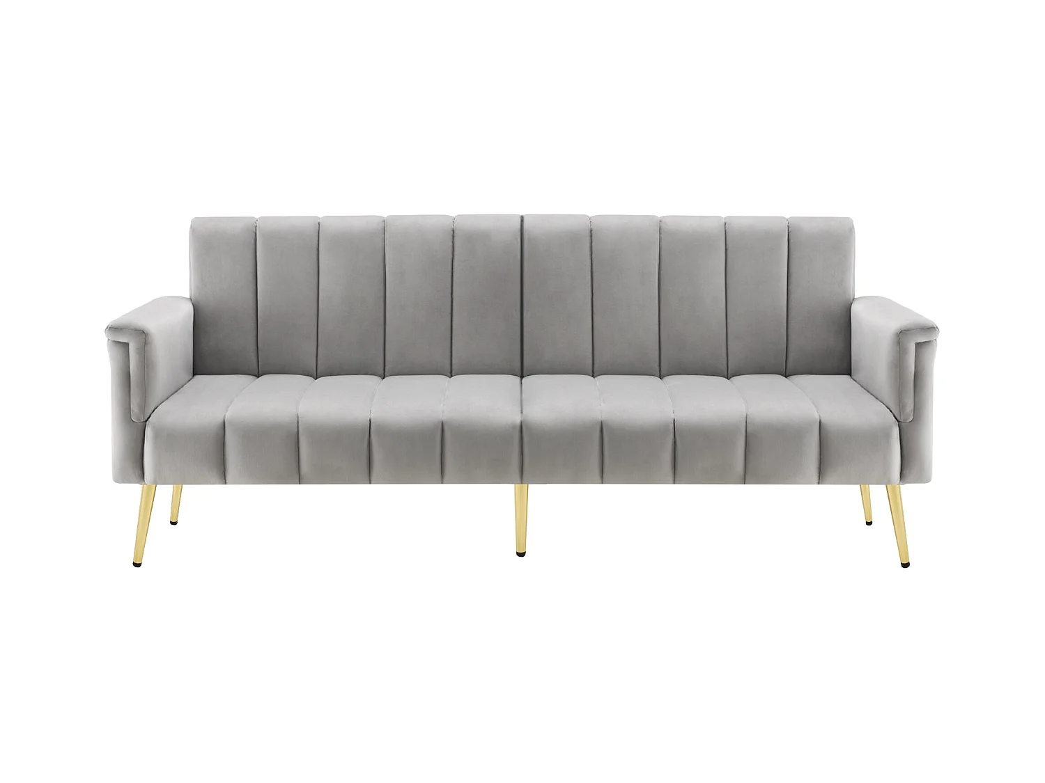 Nowoczesna szara sofa welurowa z regulowanym oparciem i podłokietnikami – do salonu, sypialni lub kina domowego