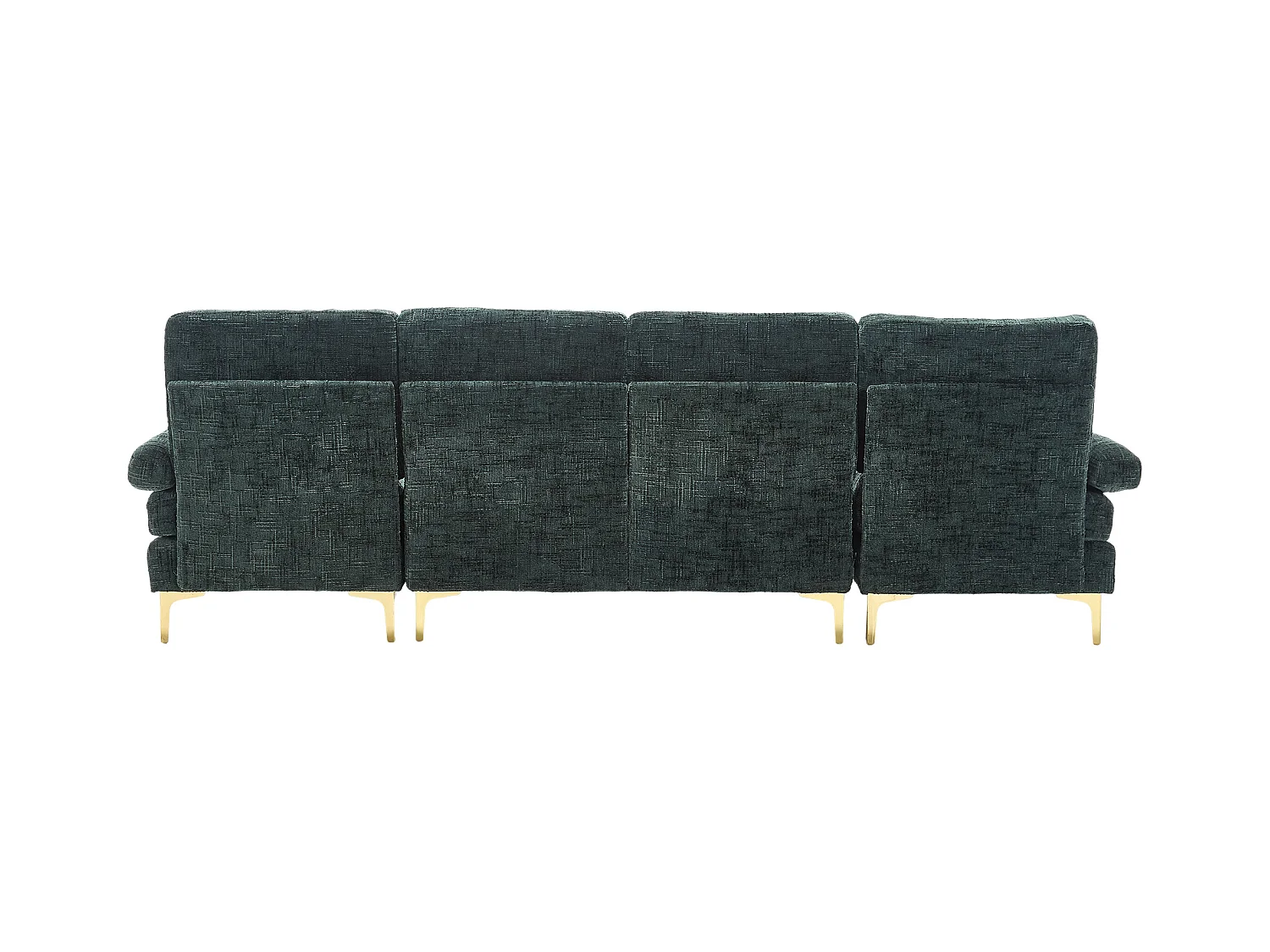 Szmaragdowozielona sofa w kształcie litery U z szenili, tapicerowana, z poduszkami i poduszkami dekoracyjnymi, do salonu i sypialni