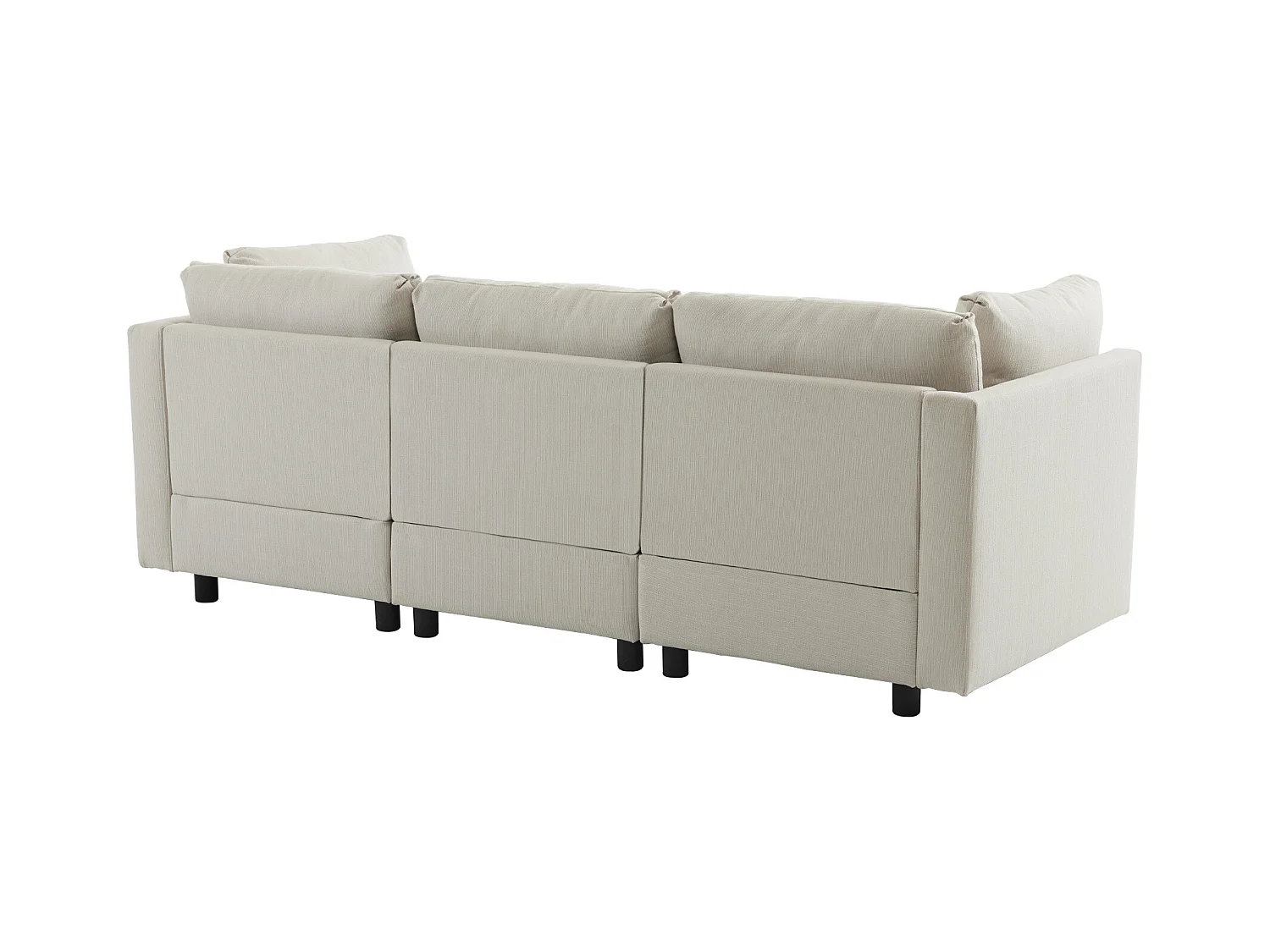 Nowoczesny narożnik 3-4-osobowy z poduszkami i pufą, beżowy len, do salonu lub mieszkania