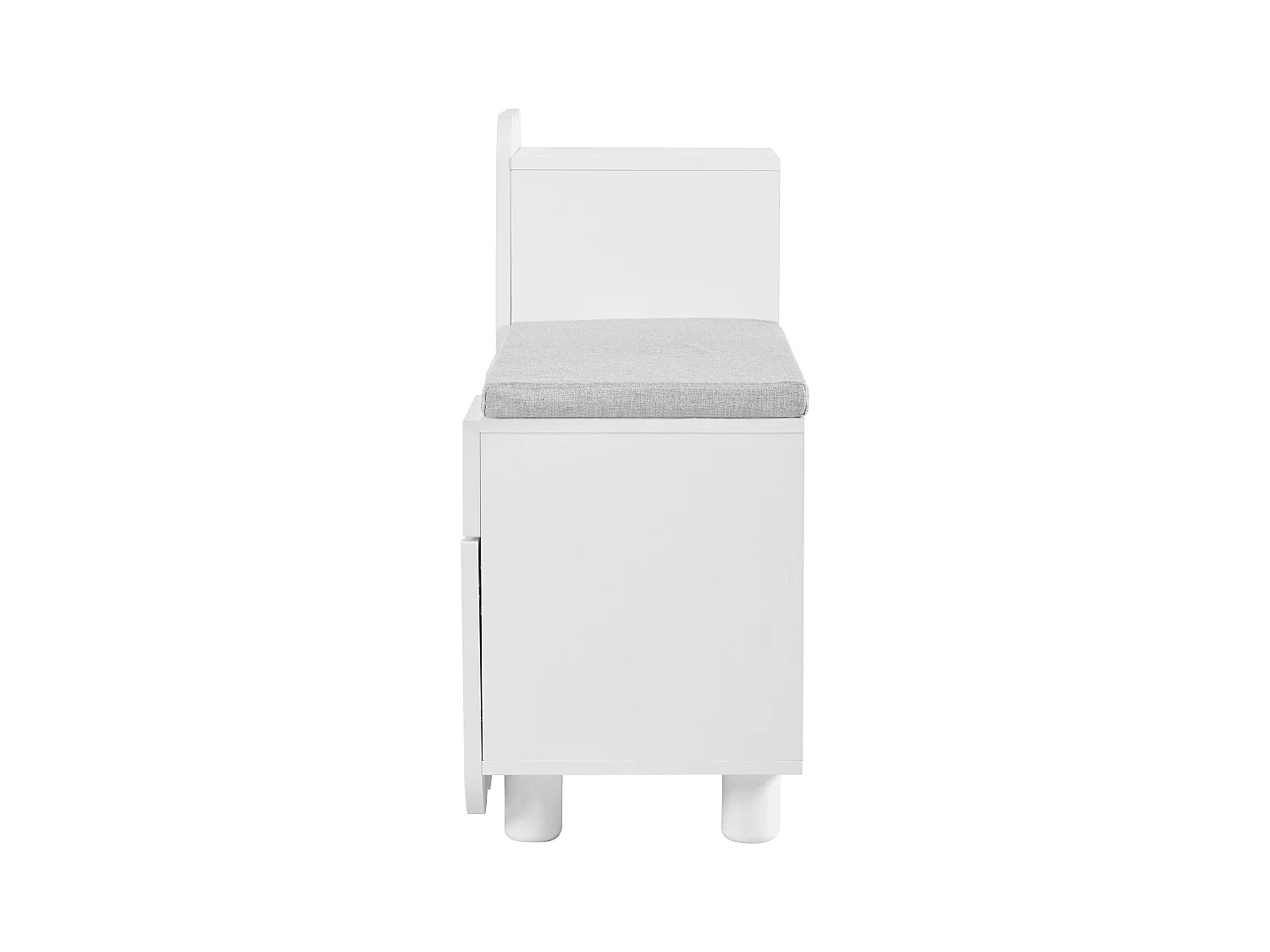 Ławka na buty z miejscem do przechowywania, 3 drzwi, 1 szuflada, siedzisko tapicerowane, kompaktowy mebel wejściowy 90x35 cm, kolor biały