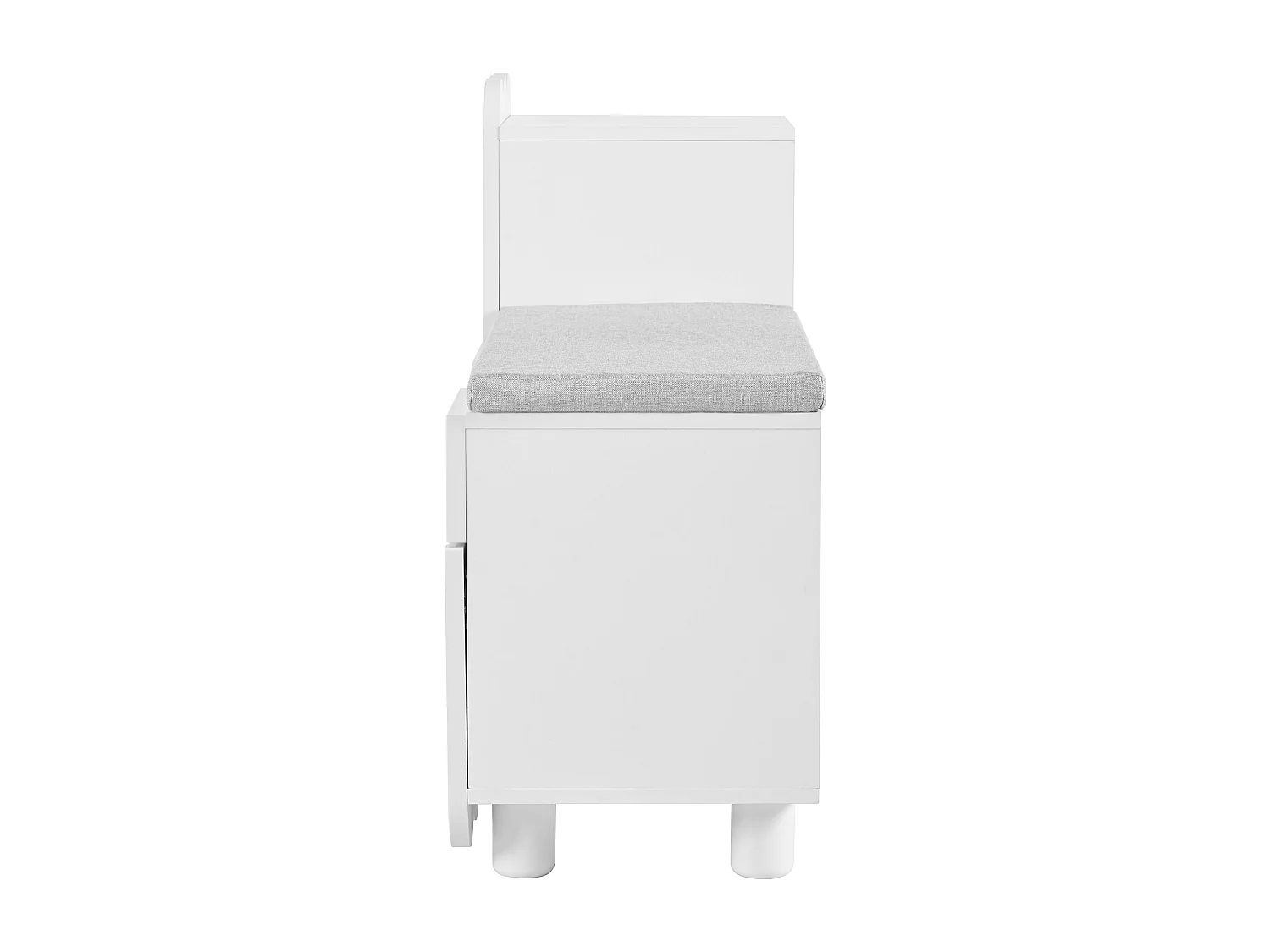 Schoenenbank met opbergruimte, 3 deuren, 1 lade, gestoffeerde zitting, compact entreemeubel 90x35 cm, wit