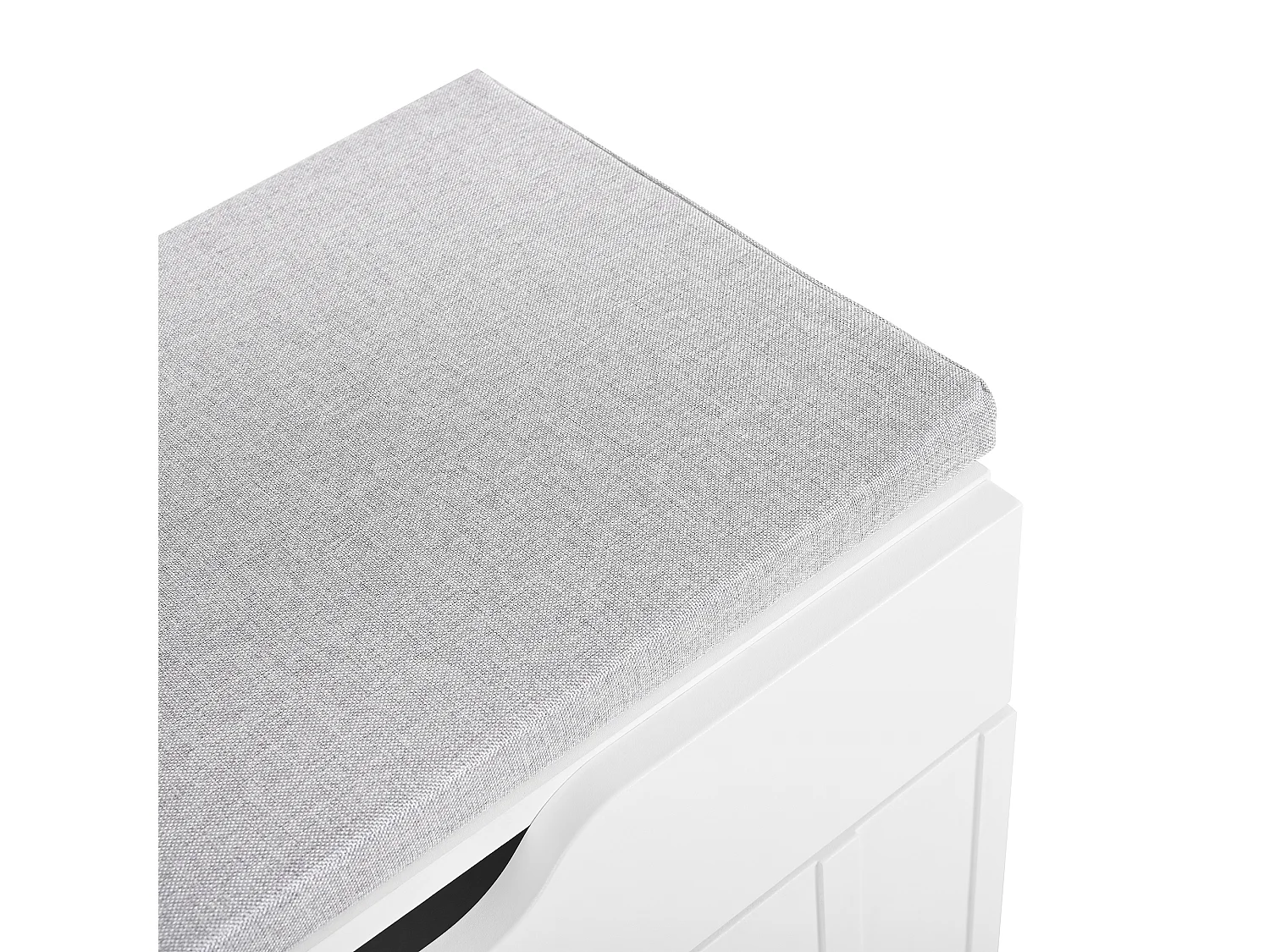 Schoenenbank met opbergruimte, 3 deuren, 1 lade, gestoffeerde zitting, compact entreemeubel 90x35 cm, wit