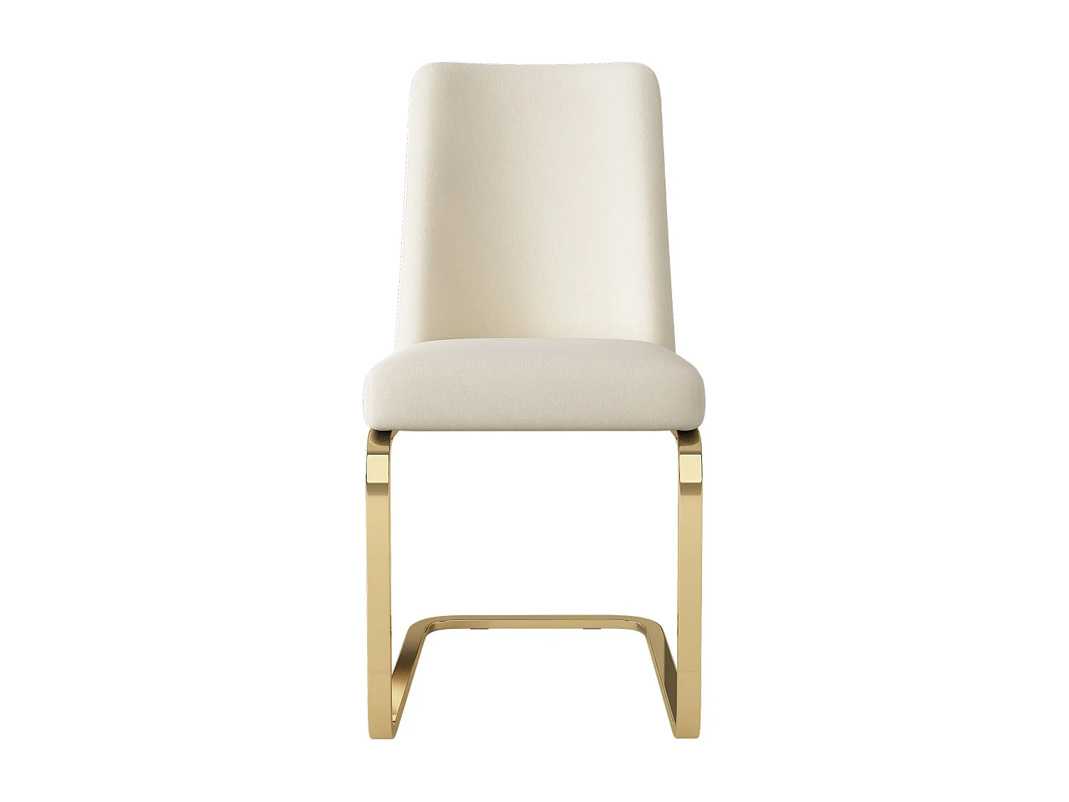 Lot de 4 chaises de salle à manger, velours beige, chaise avec dossier rembourré, pieds dorés