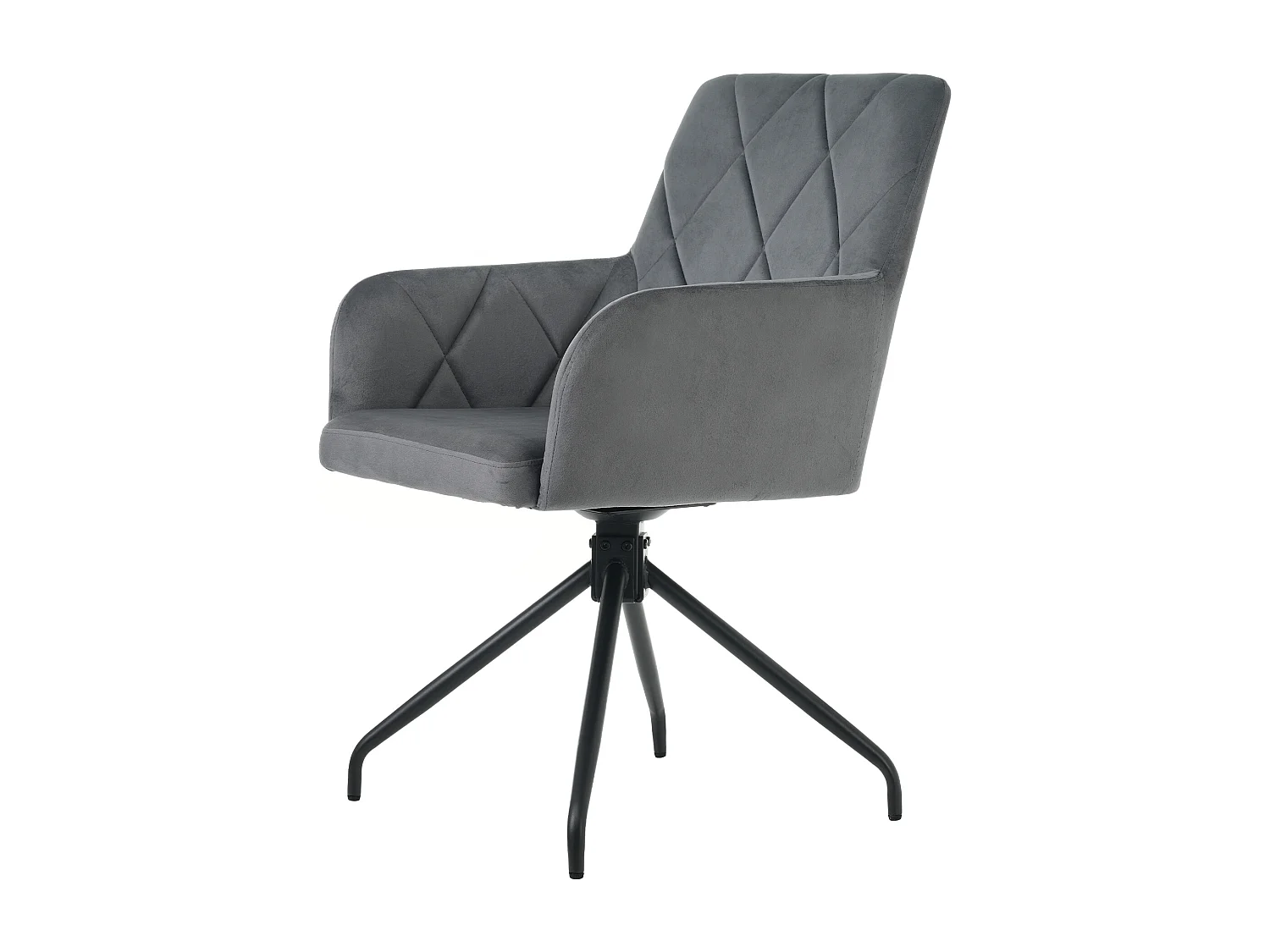 Lot de 4 chaises de salle à manger pivotantes, velours gris foncé, chaise avec accoudoirs et dossier, pieds en métal