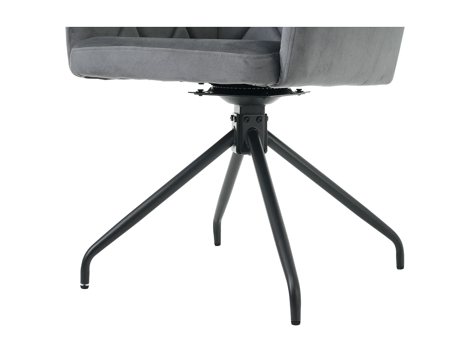 Juego de 4 sillas de comedor giratorias de terciopelo gris oscuro con reposabrazos y respaldo y patas de metal