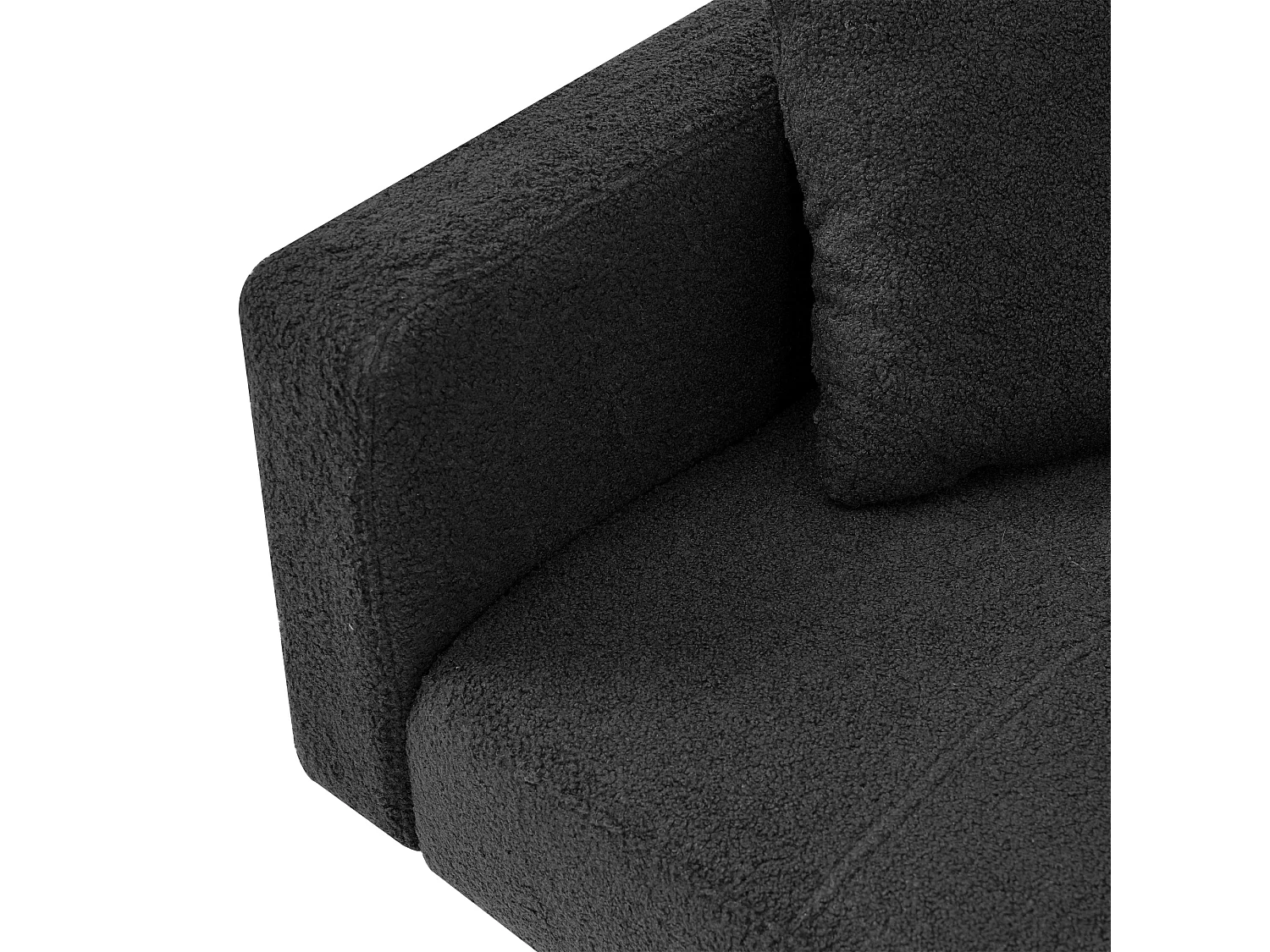 Canapé 2 places, peluche gris foncé, avec dossier rembourré réglable, pieds dorés