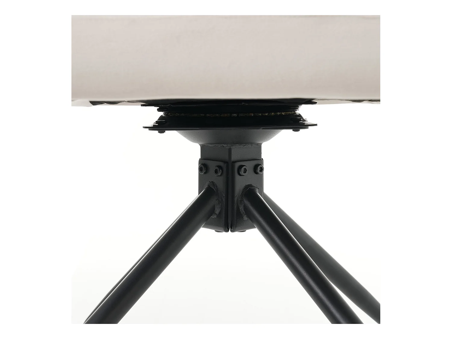 Zestaw 2 obrotowych krzeseł do jadalni, beżowy aksamit, krzesło z podłokietnikami i oparciem, nogi metalowe