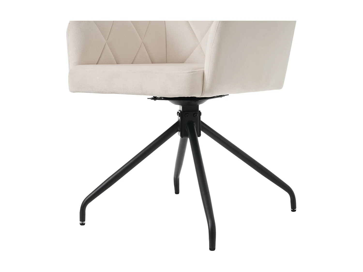 Lot de 2 chaises de salle à manger pivotantes, velours beige, chaise avec accoudoirs et dossier, pieds en métal