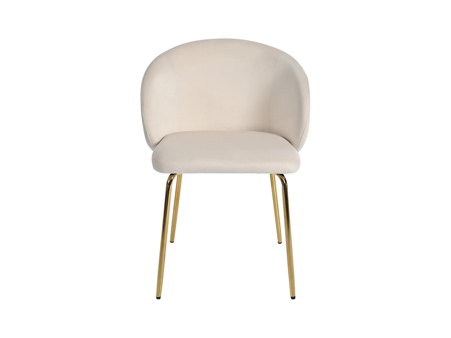 Lot de 2 chaises de salle à manger, velours beige, chaise rembourrée avec accoudoirs et pieds en métal doré