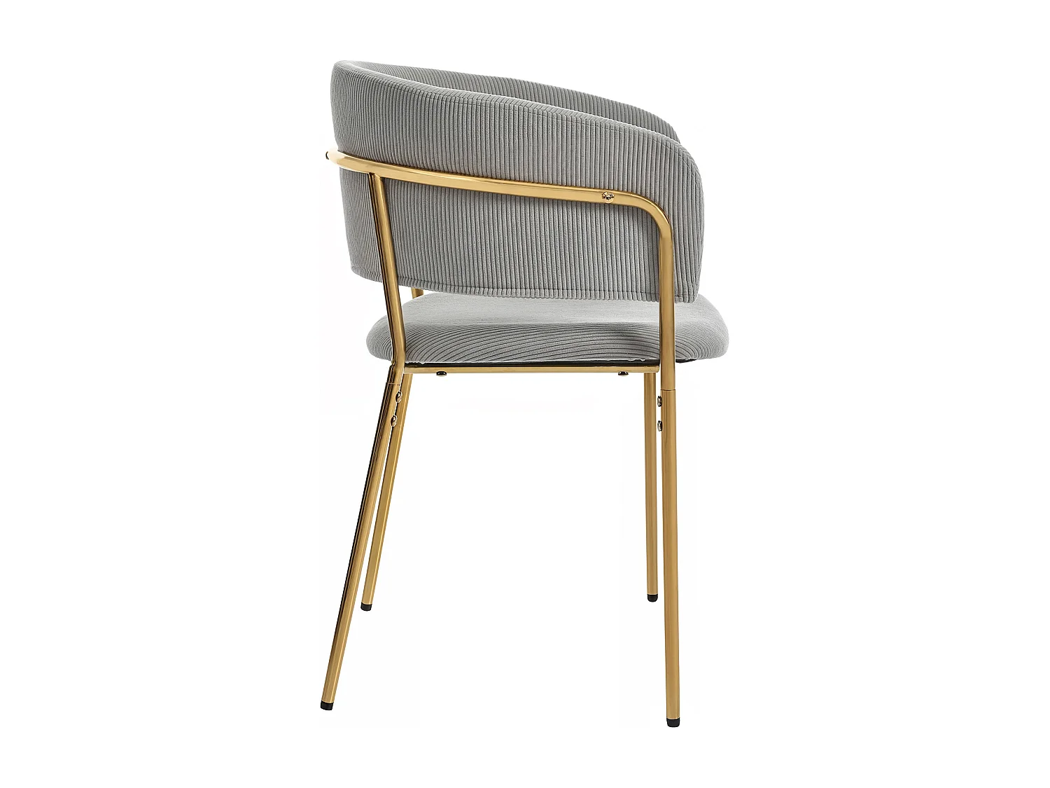 Juego de 2 sillas de pana gris con respaldo acolchado y patas doradas para sala y comedor