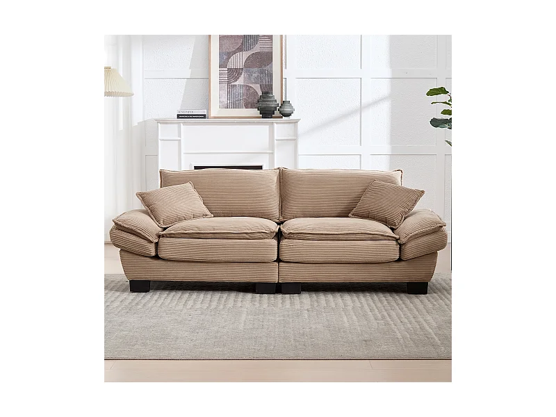 Zweiersofa, Samtstoff, khaki, mit Kopfstütze und Rückenlehne, für Wohn- und Schlafzimmer geeignet