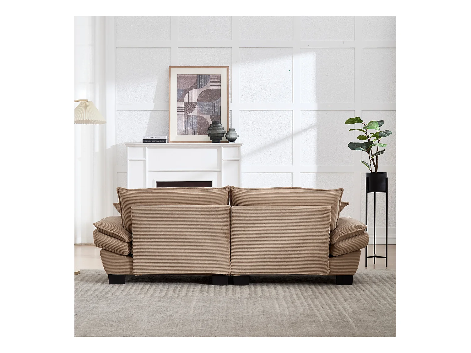 Zweiersofa, Samtstoff, khaki, mit Kopfstütze und Rückenlehne, für Wohn- und Schlafzimmer geeignet