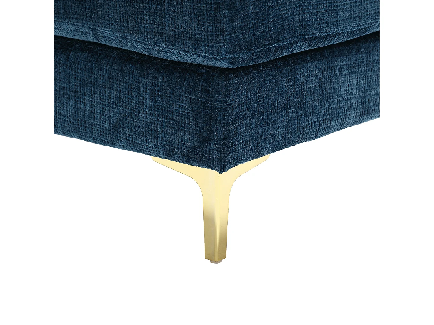 Blaues Chenille-U-Sofa, gepolstertes Sofa mit Kissen und Zierkissen, für Wohn- und Schlafzimmer