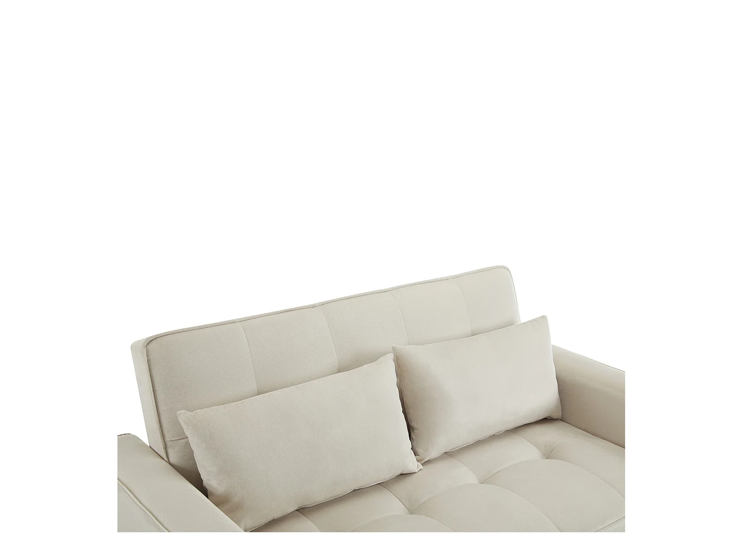 Canapé convertible 3-en-1 avec dossier réglable et porte-gobelets, velours beige, pour petit espace ou studio