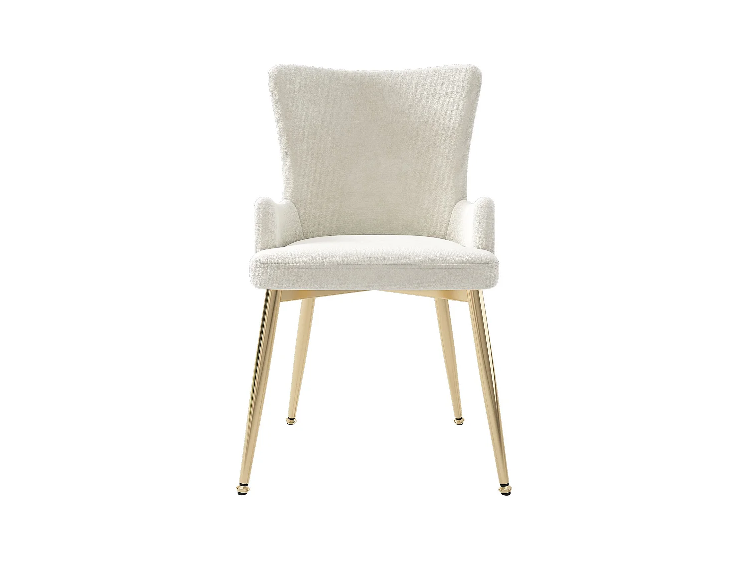 Lot de 2 chaises de salle à manger, velours beige, chaise avec dossier rembourré et pieds dorés, pour salon et chambre