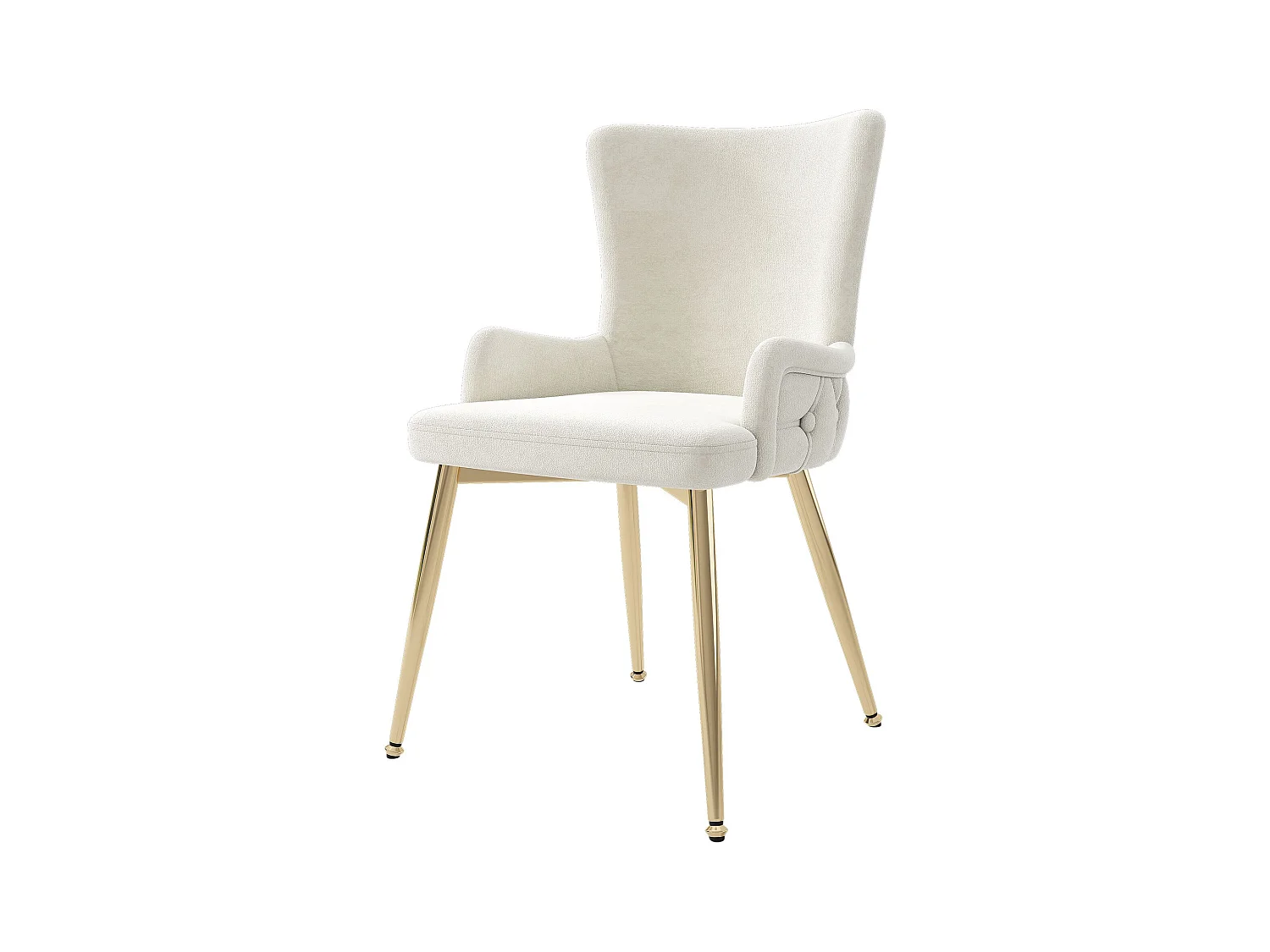 Lot de 2 chaises de salle à manger, velours beige, chaise avec dossier rembourré et pieds dorés, pour salon et chambre
