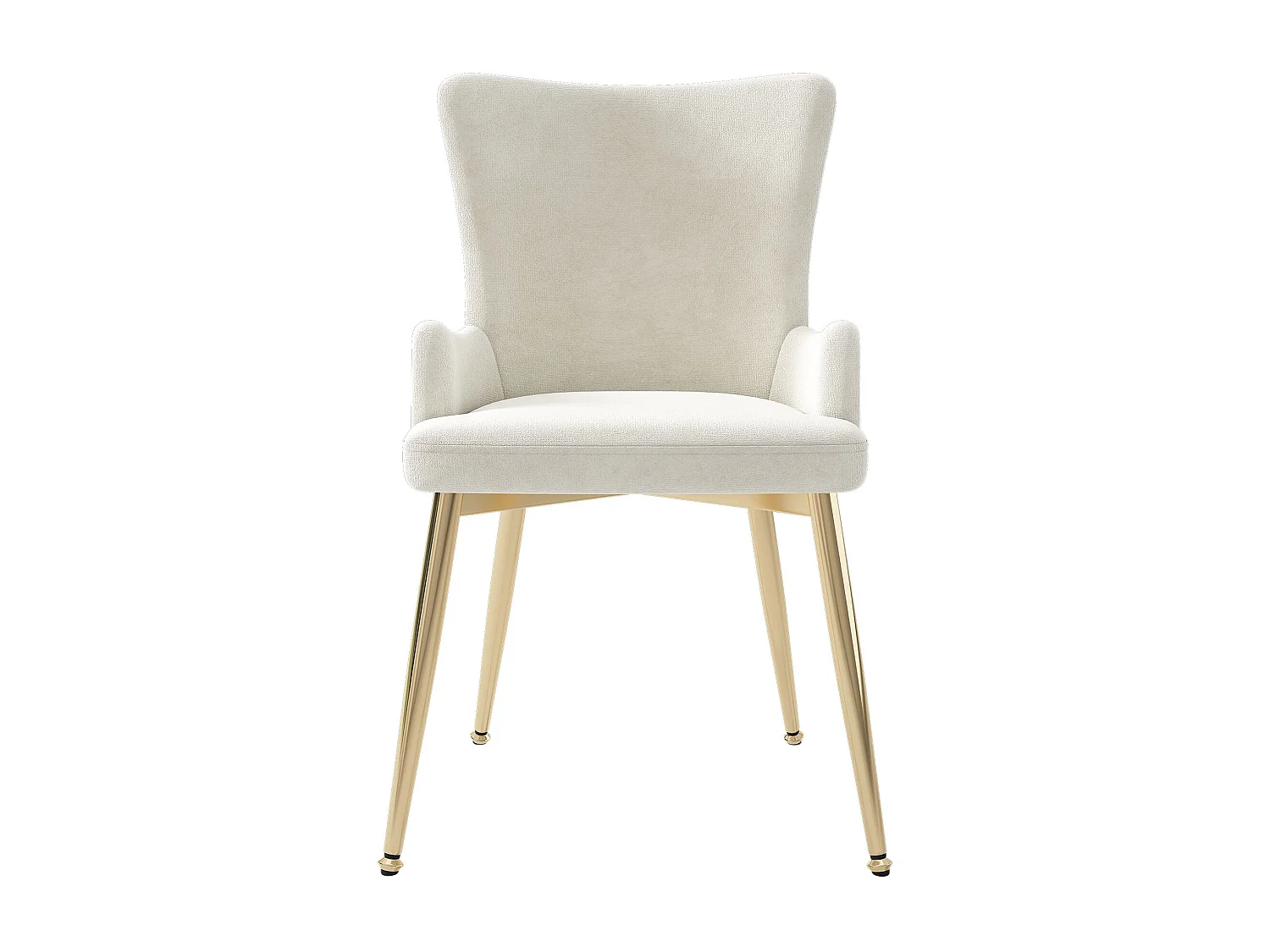 Lot de 2 chaises de salle à manger, velours beige, chaise avec dossier rembourré et pieds dorés, pour salon et chambre