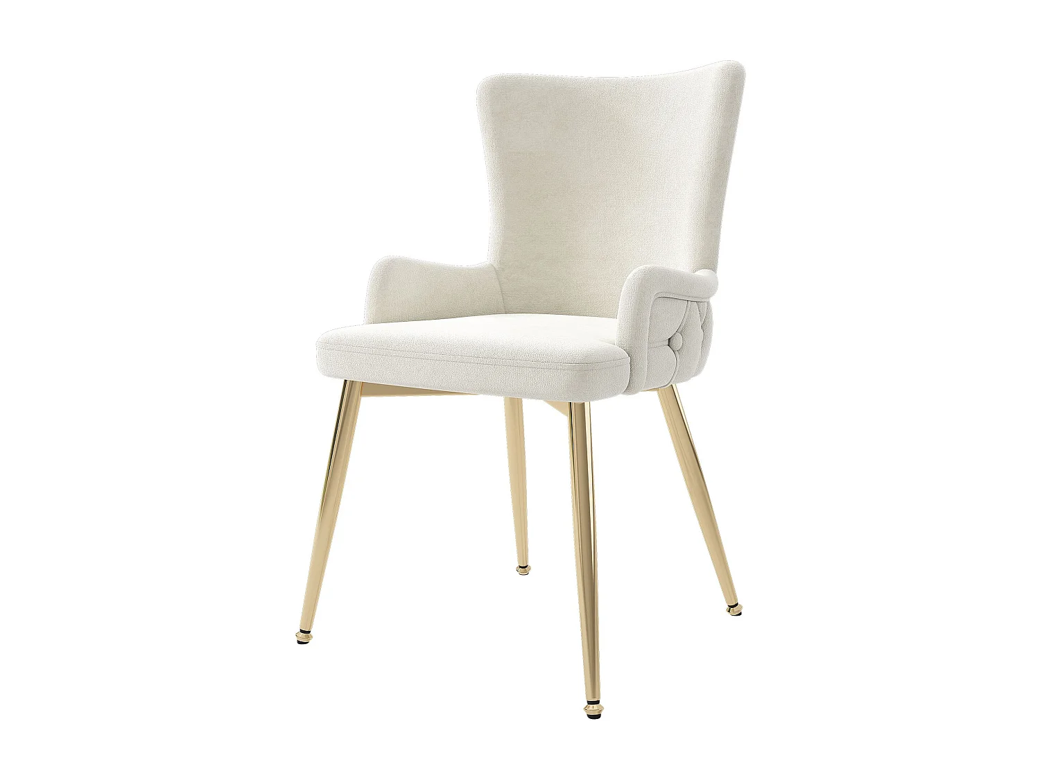 Lot de 2 chaises de salle à manger, velours beige, chaise avec dossier rembourré et pieds dorés, pour salon et chambre