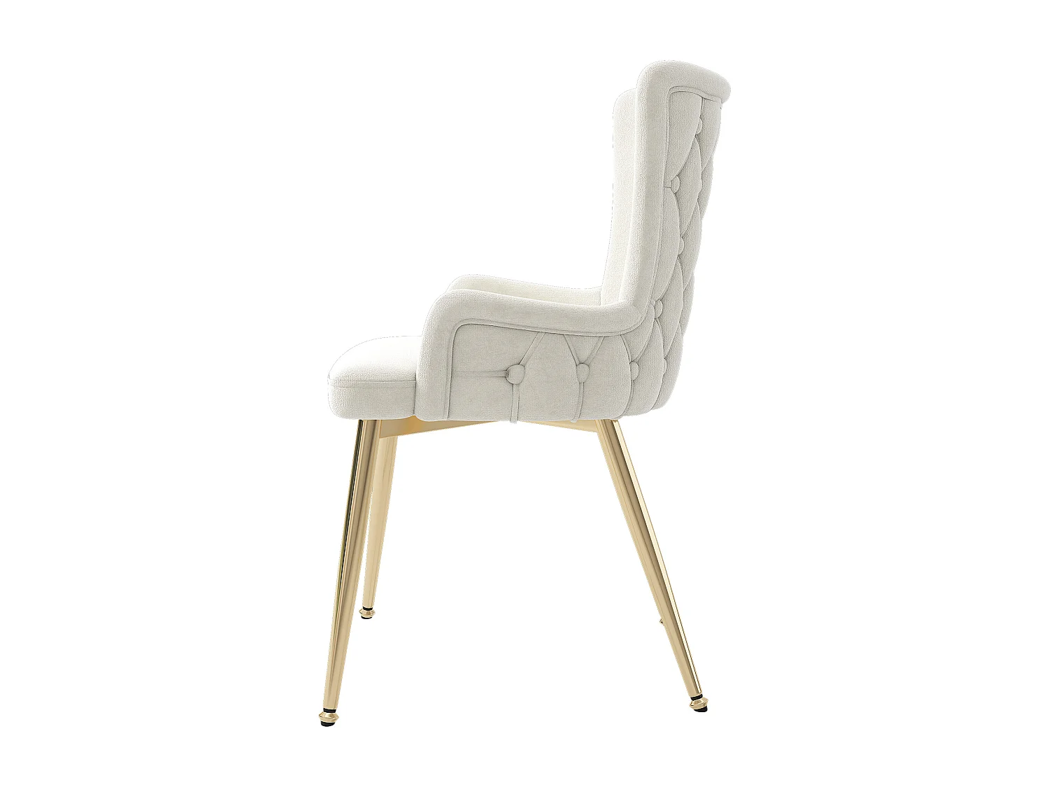 Lot de 2 chaises de salle à manger, velours beige, chaise avec dossier rembourré et pieds dorés, pour salon et chambre