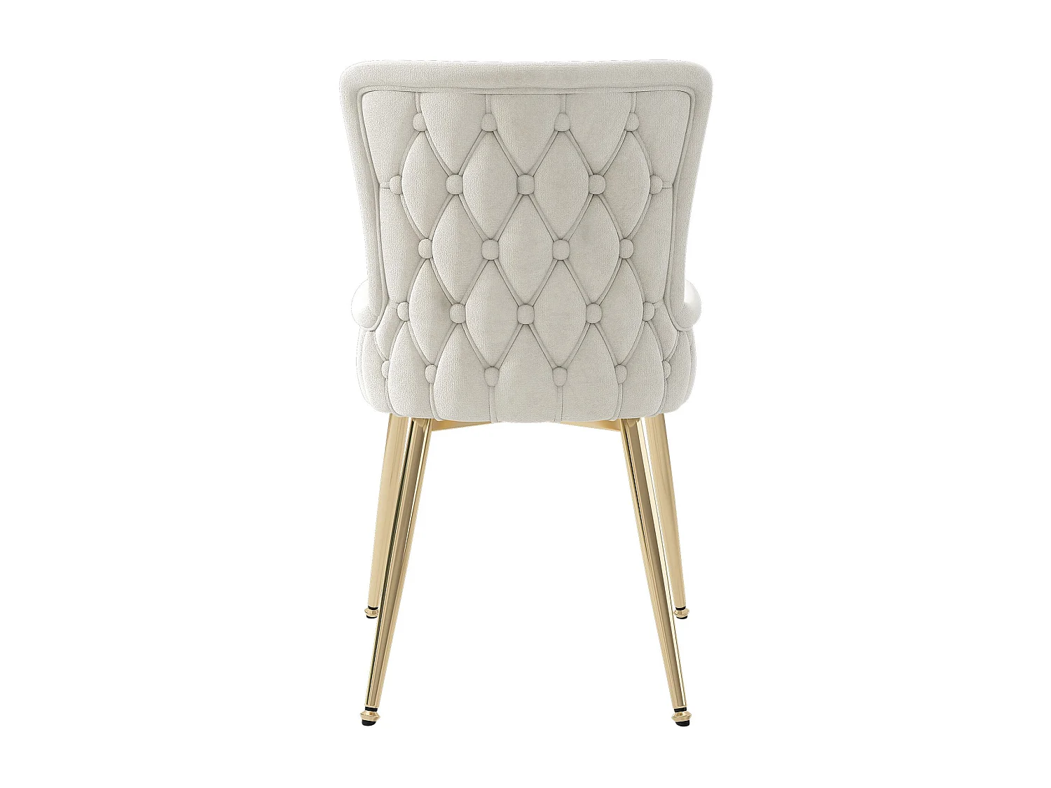 Lot de 2 chaises de salle à manger, velours beige, chaise avec dossier rembourré et pieds dorés, pour salon et chambre